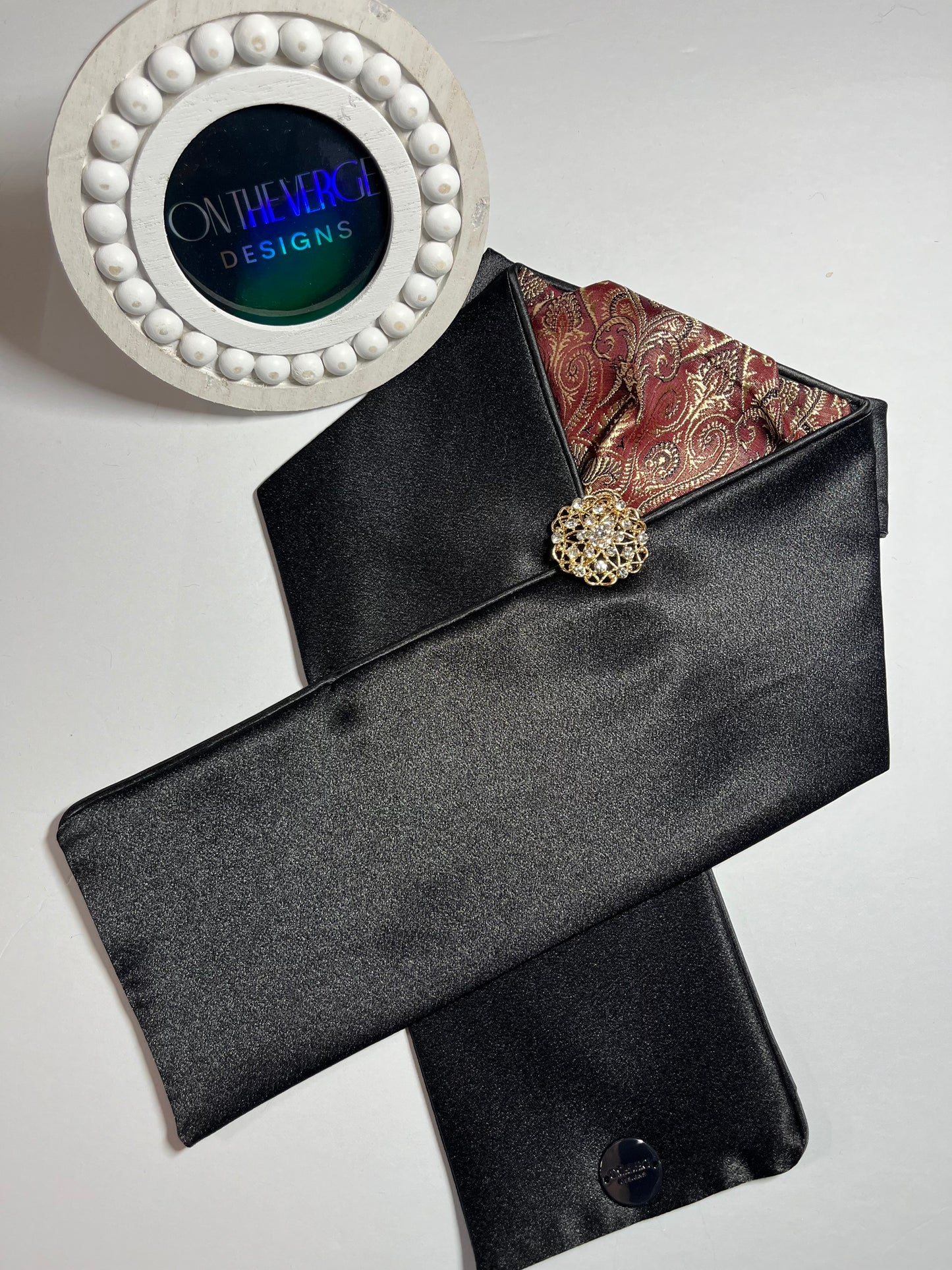 Dressage Stock Tie - Bordeaux Gold/Black