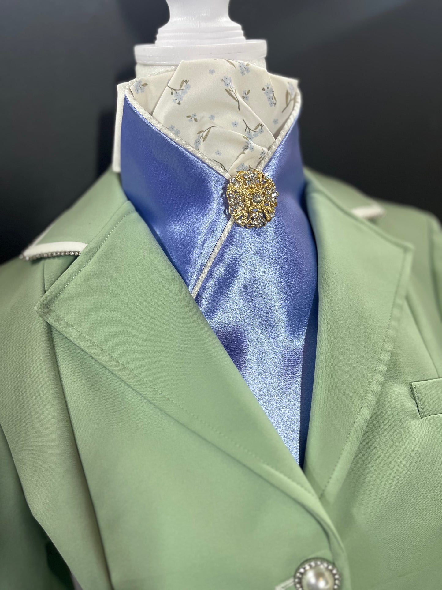 Dressage Stock Tie - Periwinkle/Cream Accent
