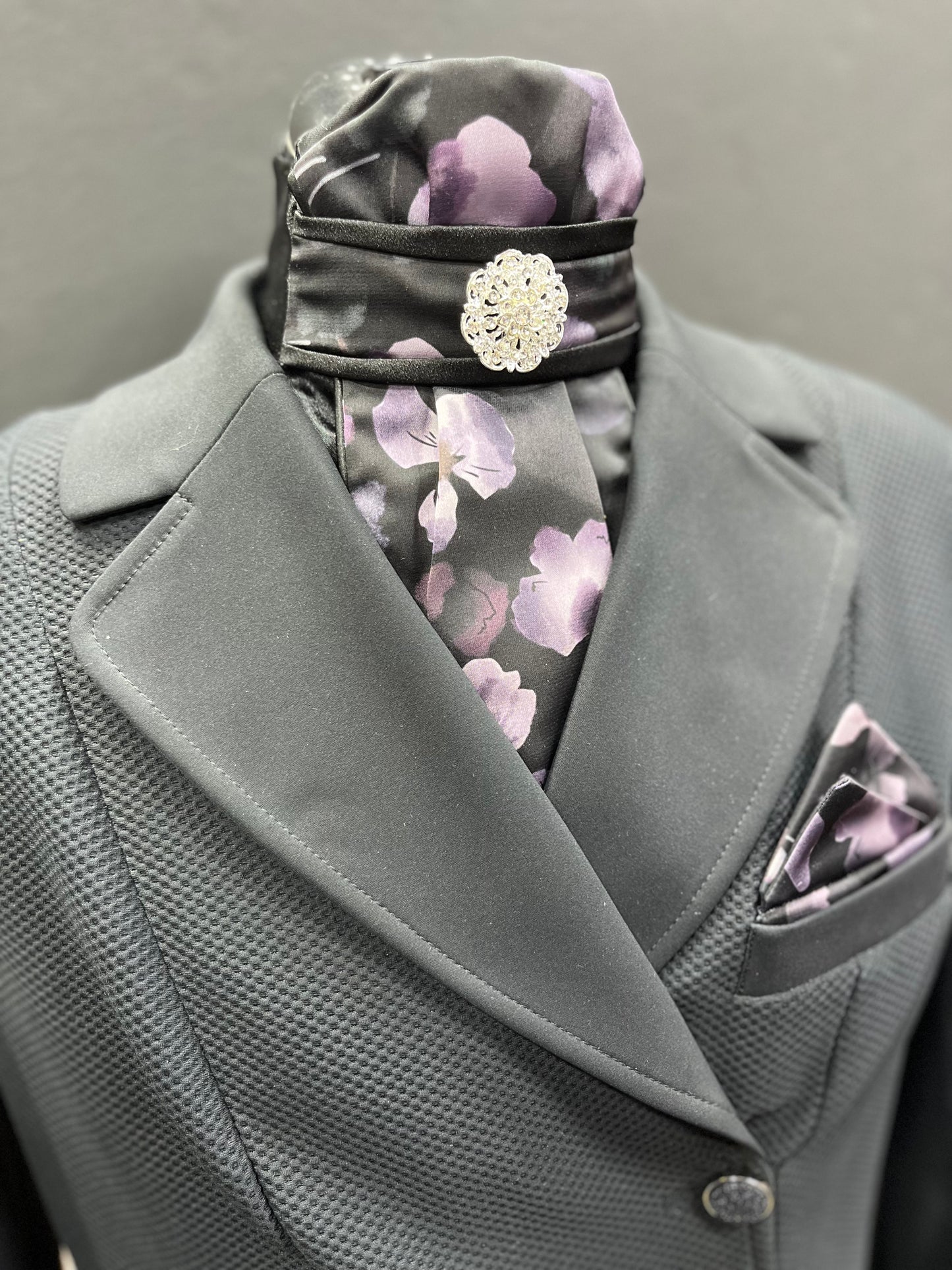 Black Lavender Traditional Dressage Stock Tie