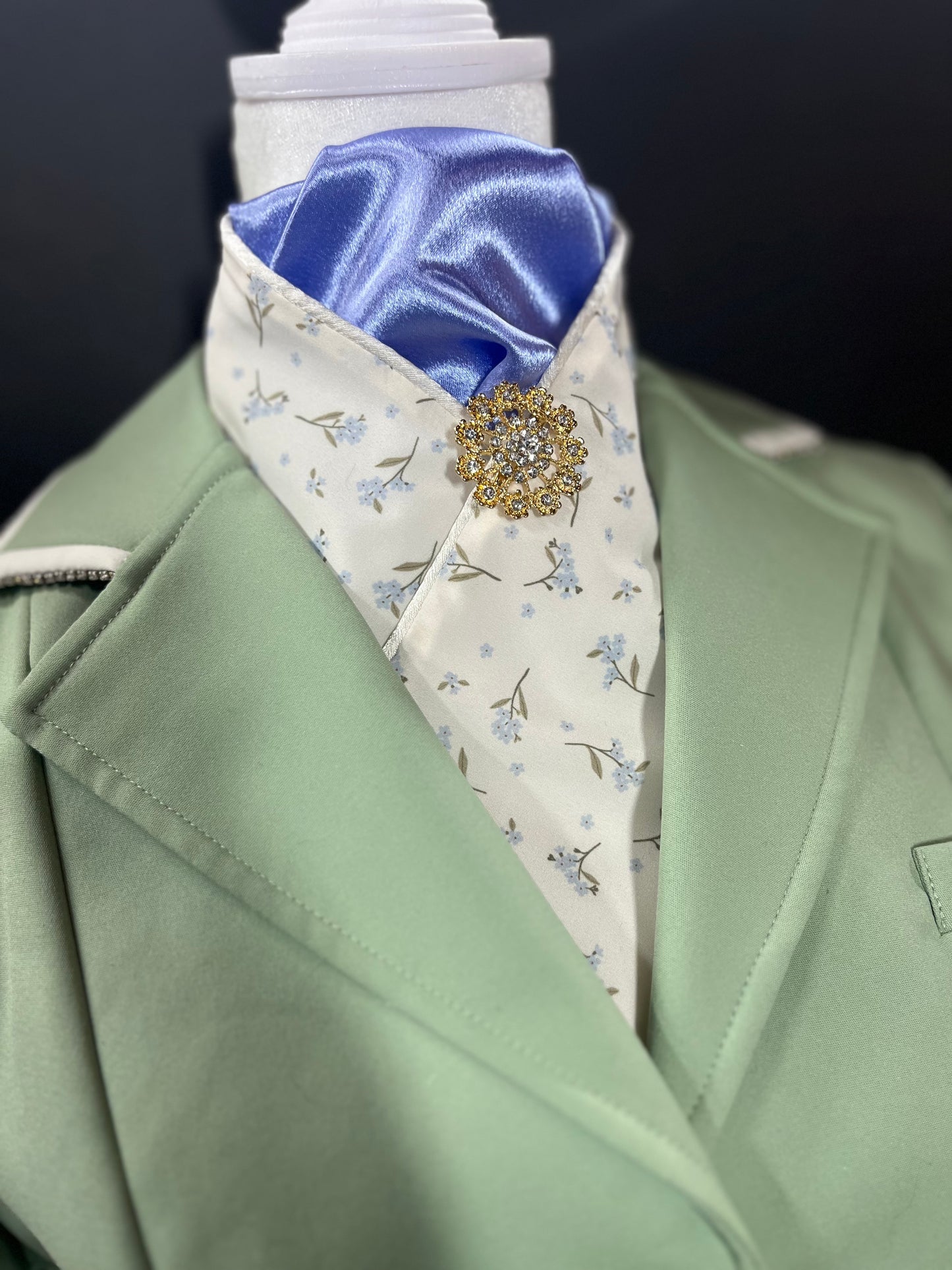 Flower Buds Periwinkle Accent Dressage Stock Tie