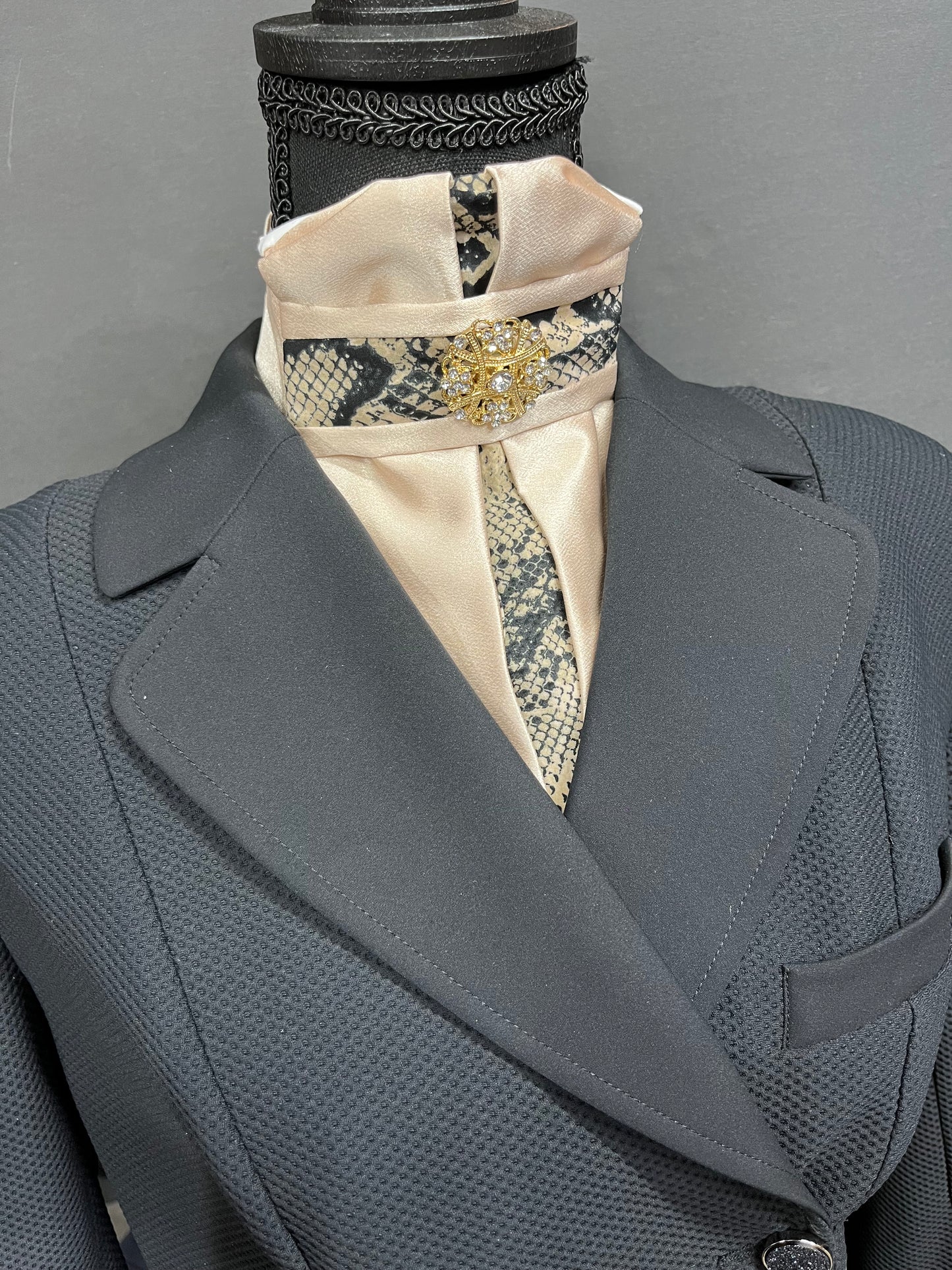 Snakeskin Euro Pleat Dressage Stock Tie