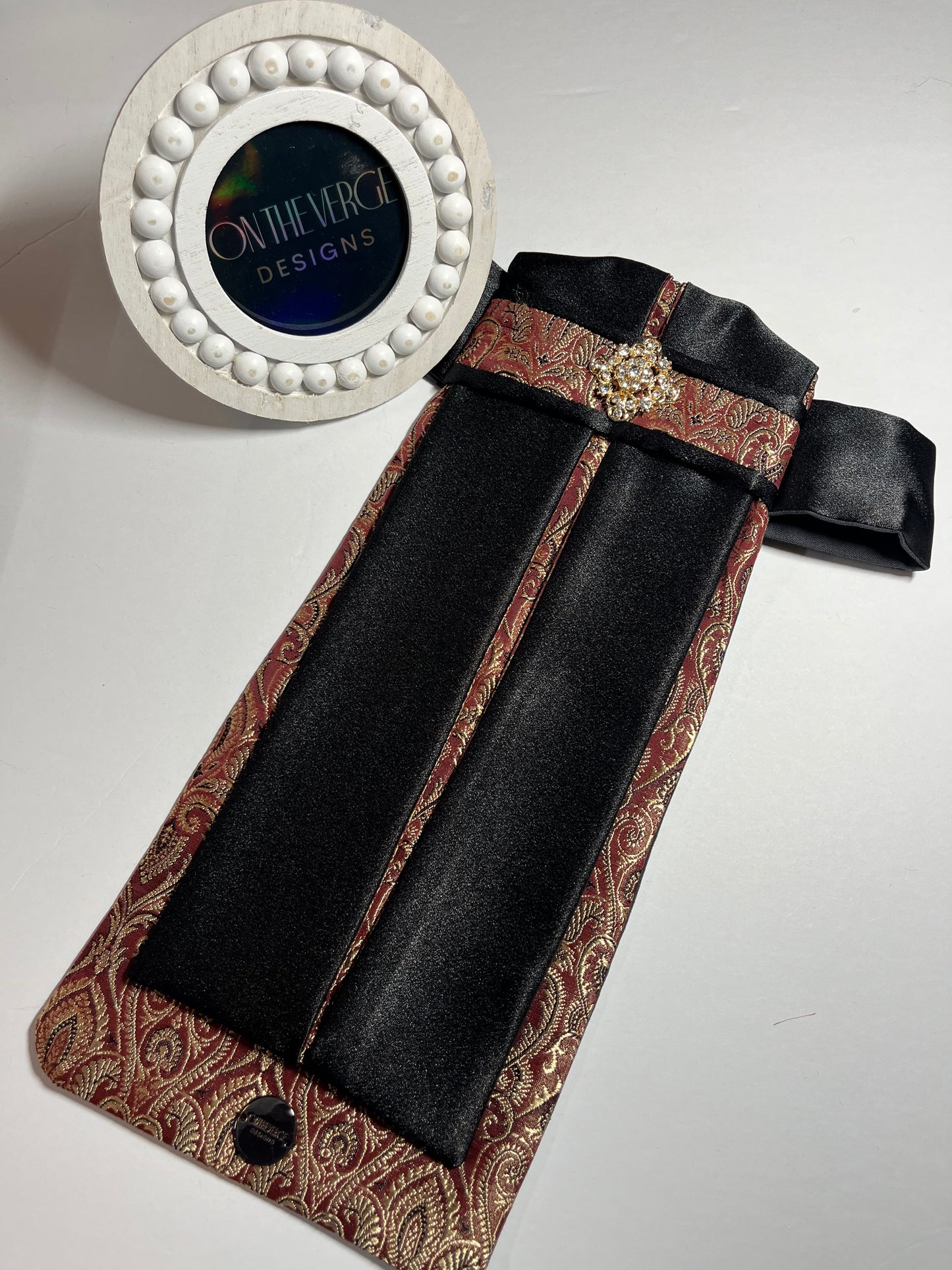 Dressage Stock Tie - Bordeaux Gold/Black