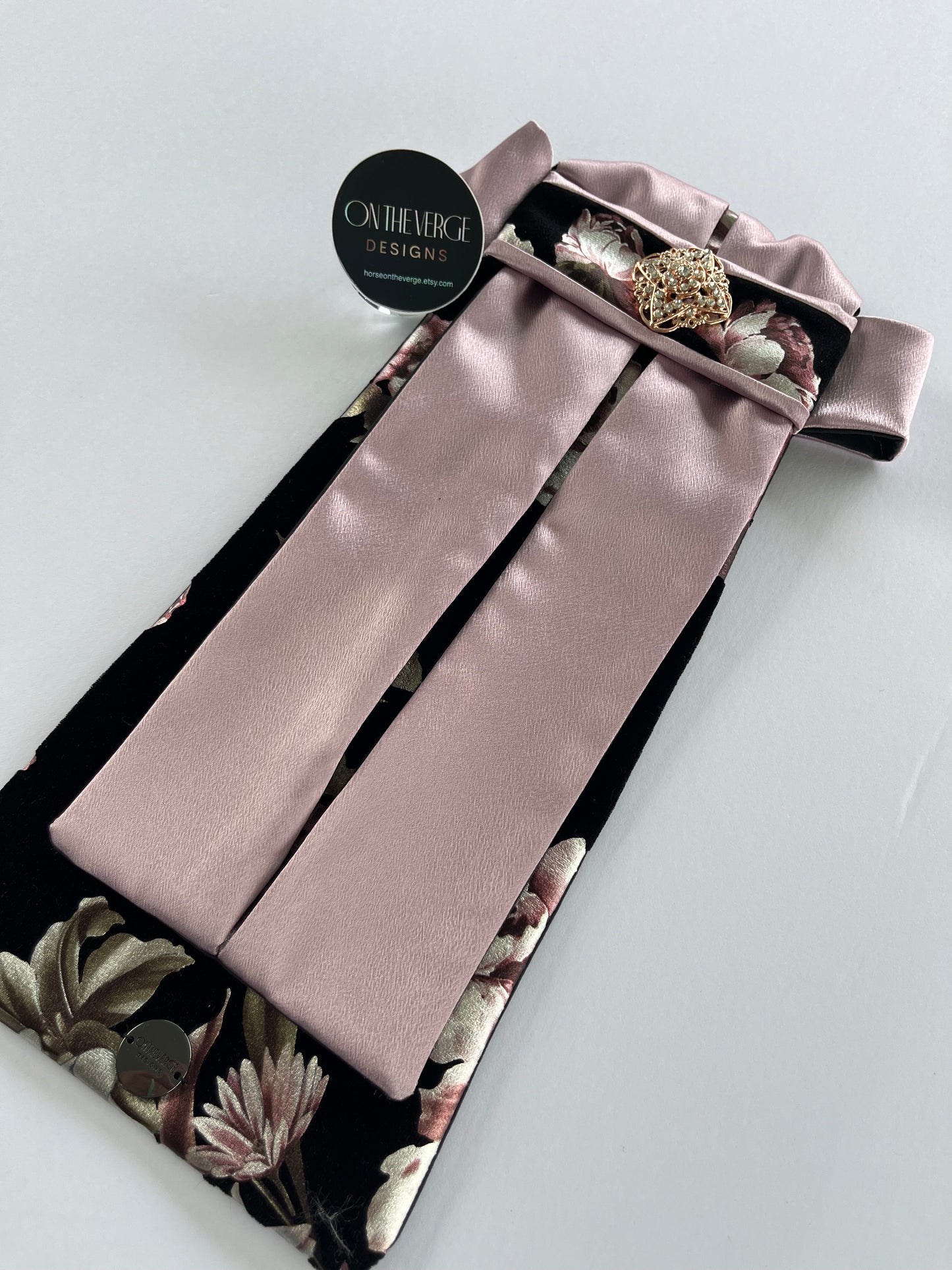 Black Rose Euro Pleat Dressage Stock Tie