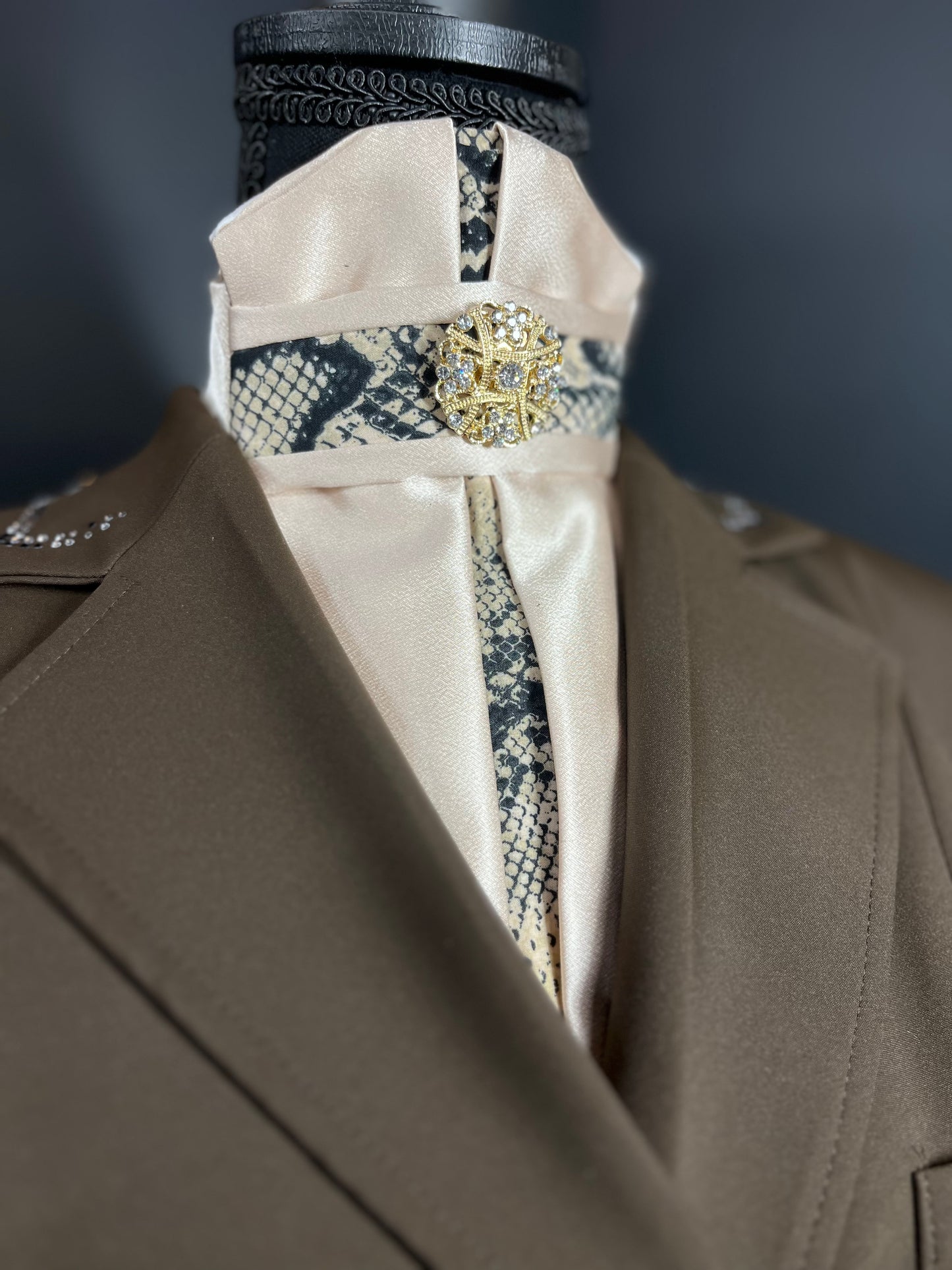 Snakeskin Euro Pleat Dressage Stock Tie