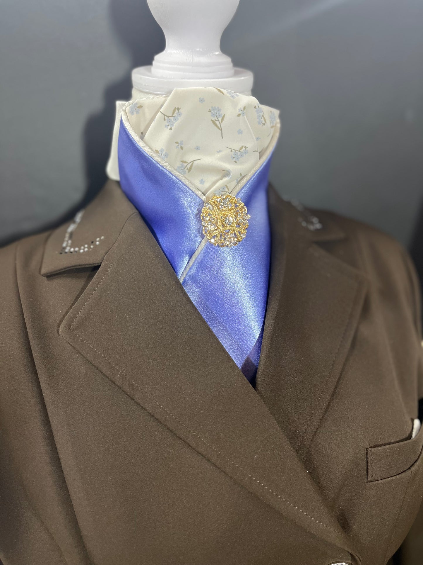 Dressage Stock Tie - Periwinkle/Cream Accent