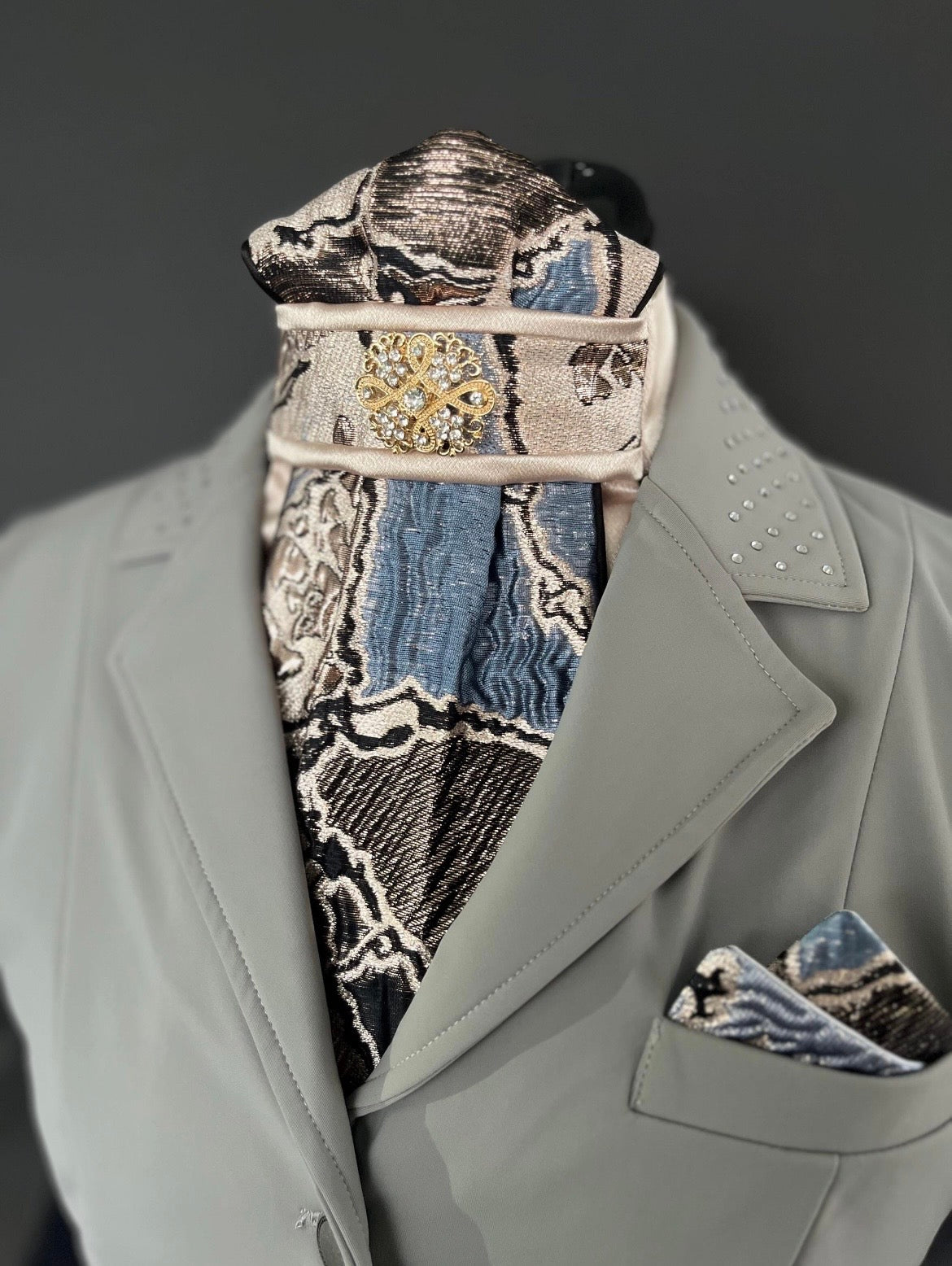 Abstract Blue Traditional Dressage Stock Tie