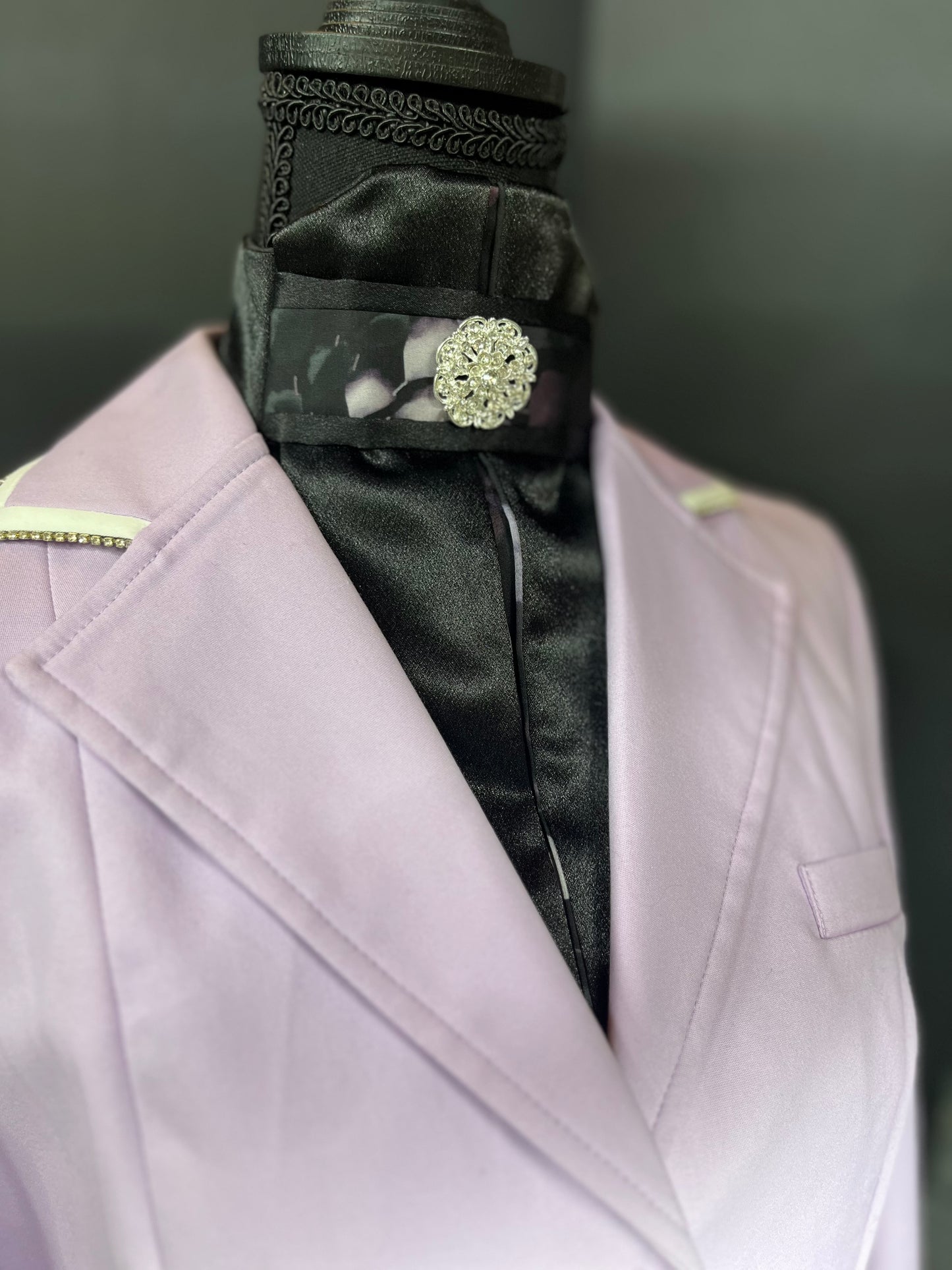 Black Lavender Euro Pleat Dressage Stock Tie