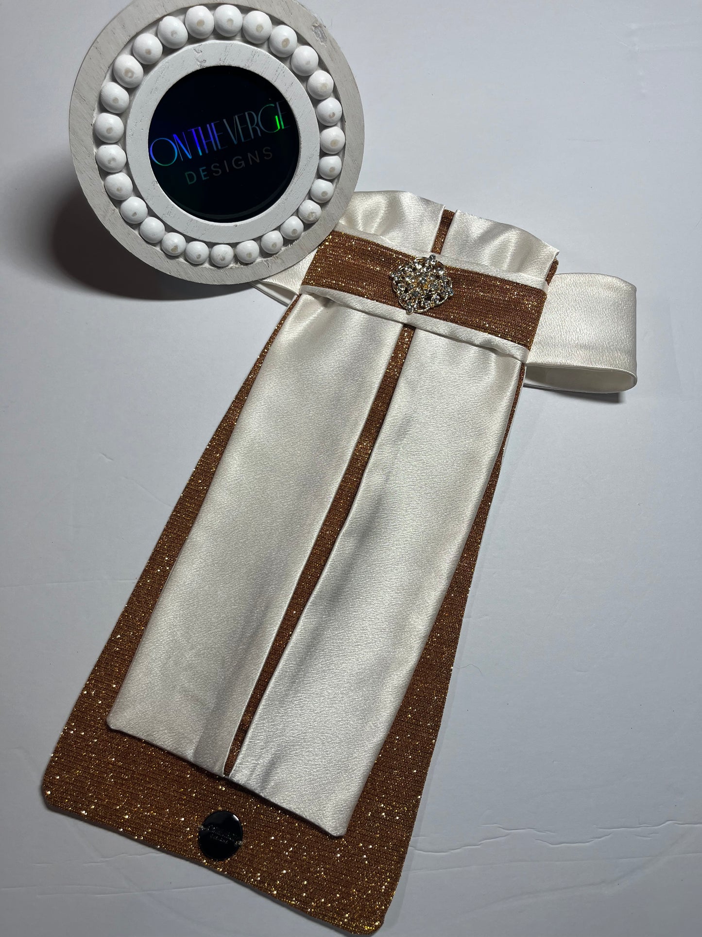 Cream/Spice Euro Pleat Dressage Stock Tie