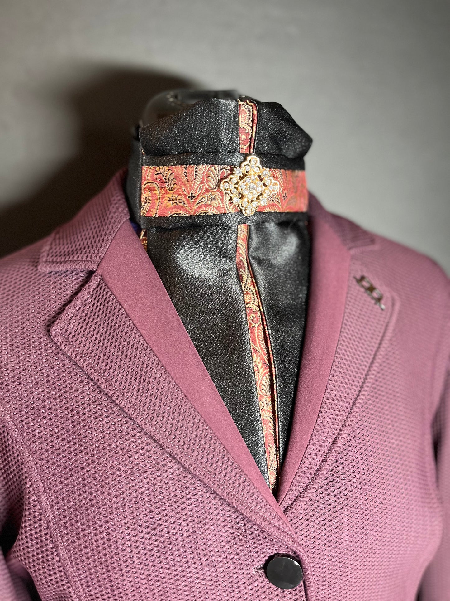 Dressage Stock Tie - Bordeaux Gold/Black