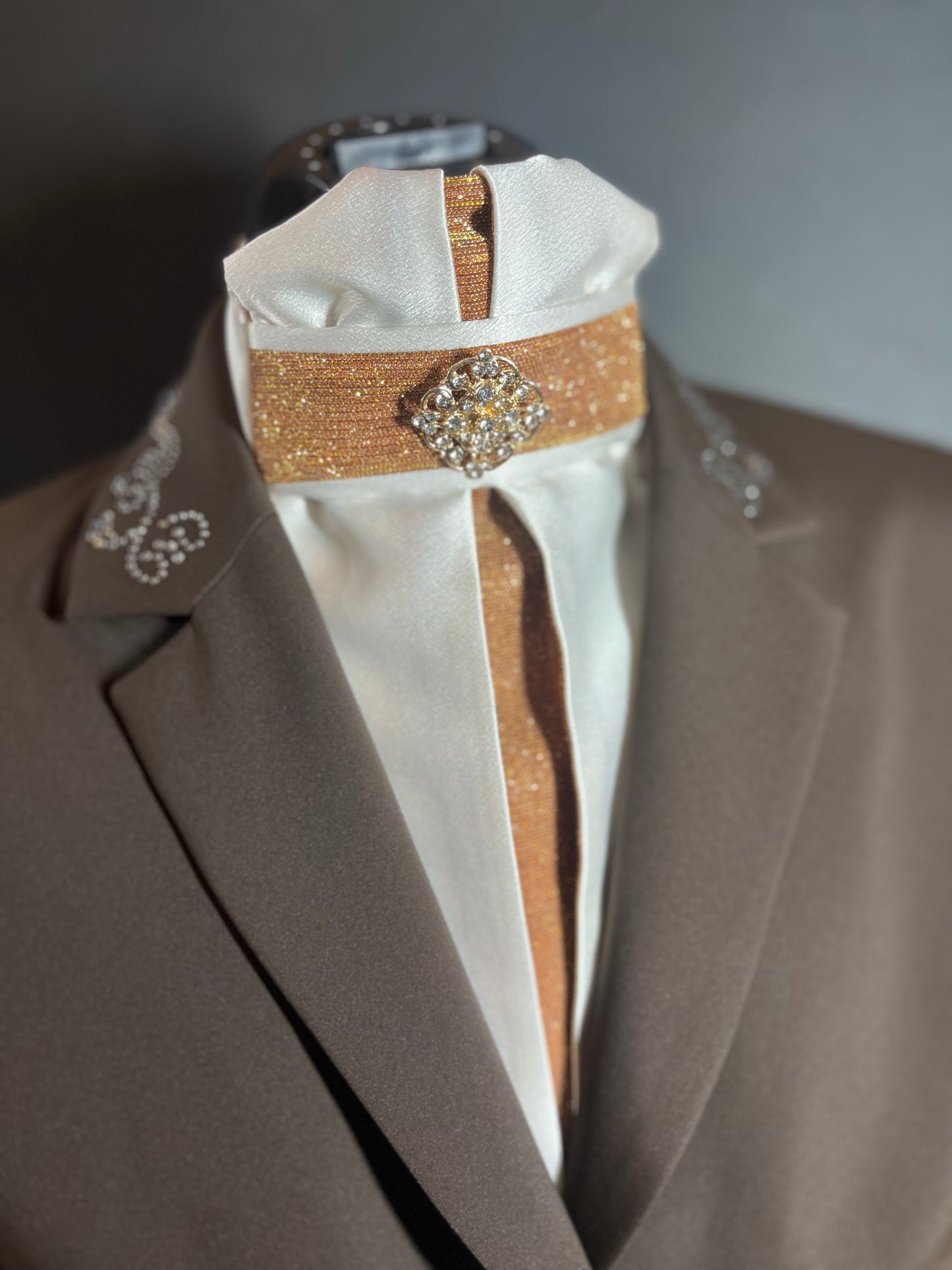Cream/Spice Euro Pleat Dressage Stock Tie