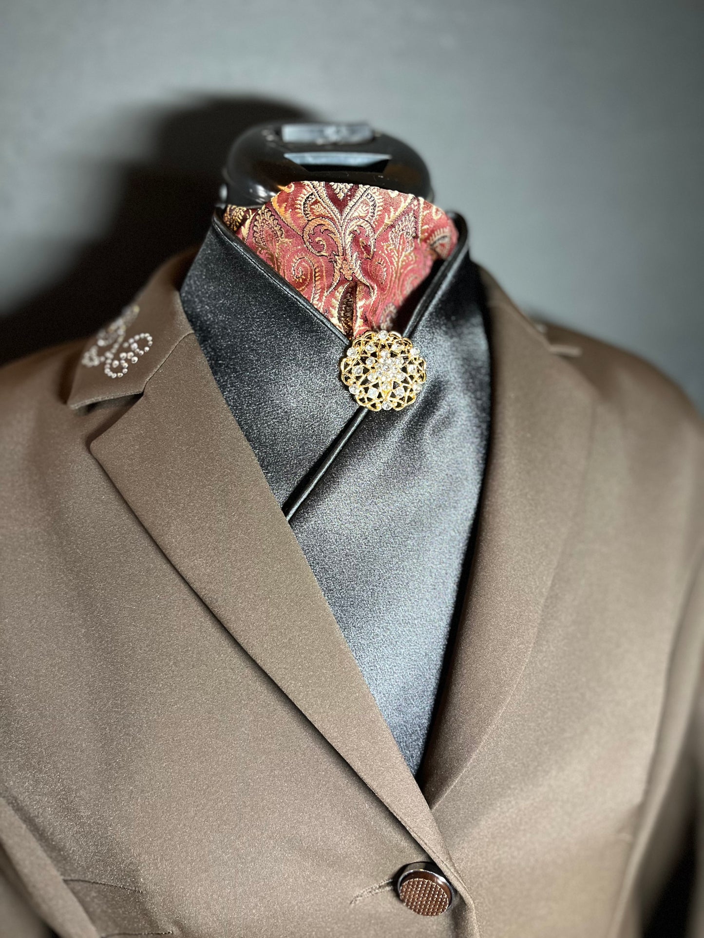Dressage Stock Tie - Bordeaux Gold/Black