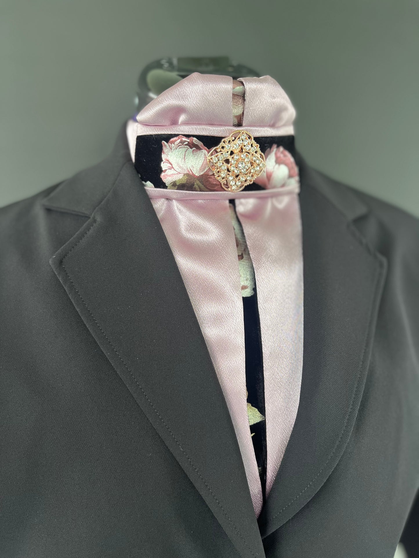 Black Rose Euro Pleat Dressage Stock Tie