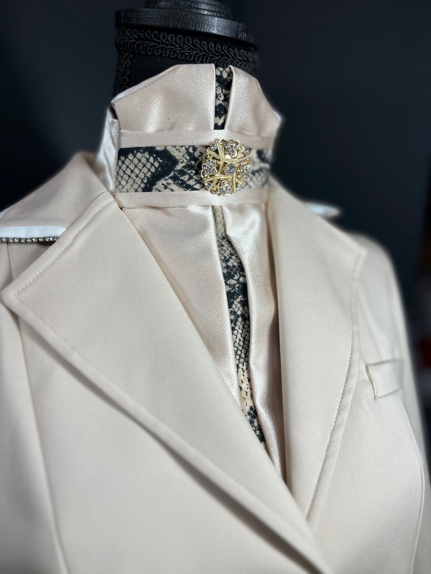 Snakeskin Euro Pleat Dressage Stock Tie