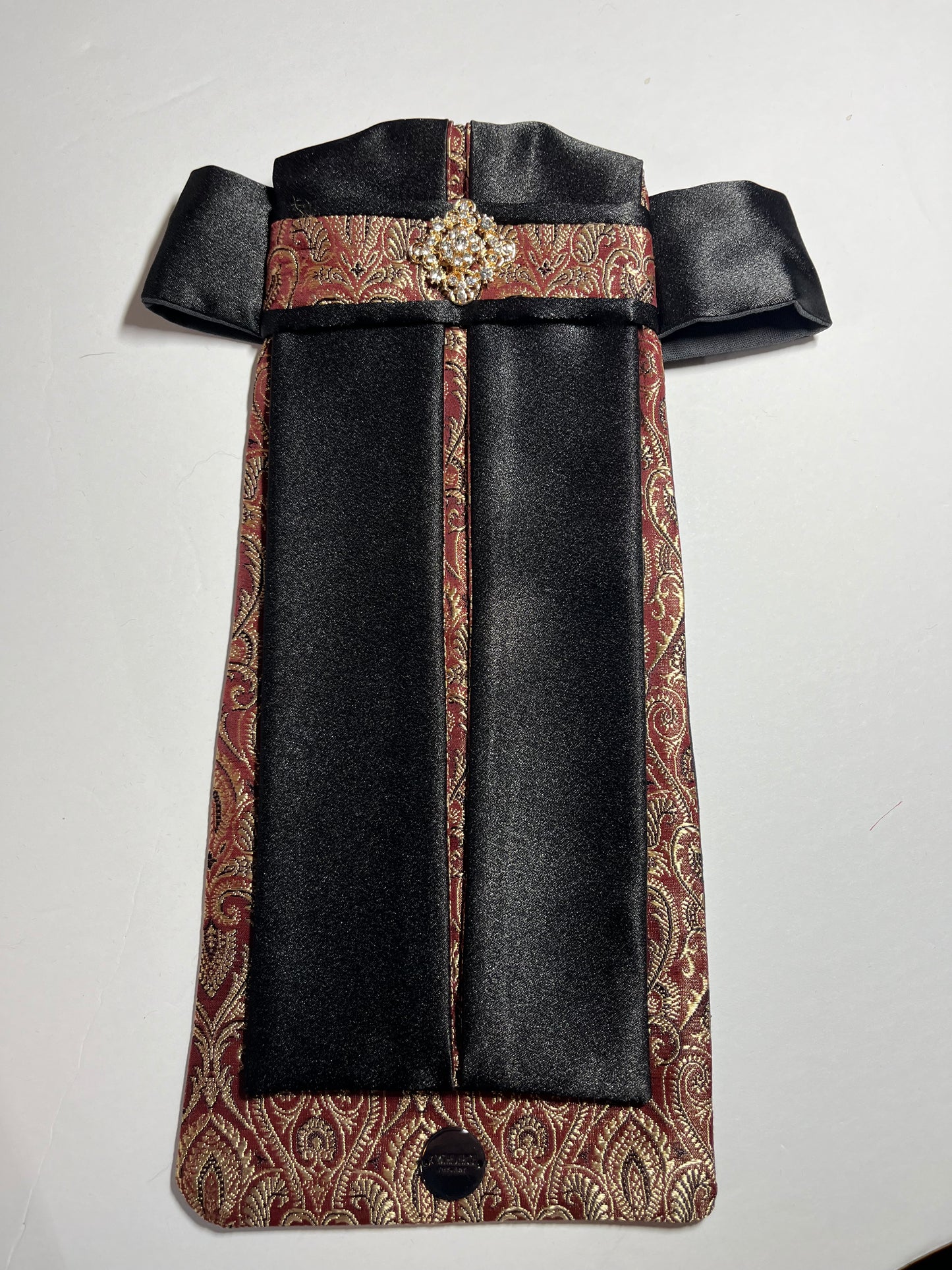 Dressage Stock Tie - Bordeaux Gold/Black