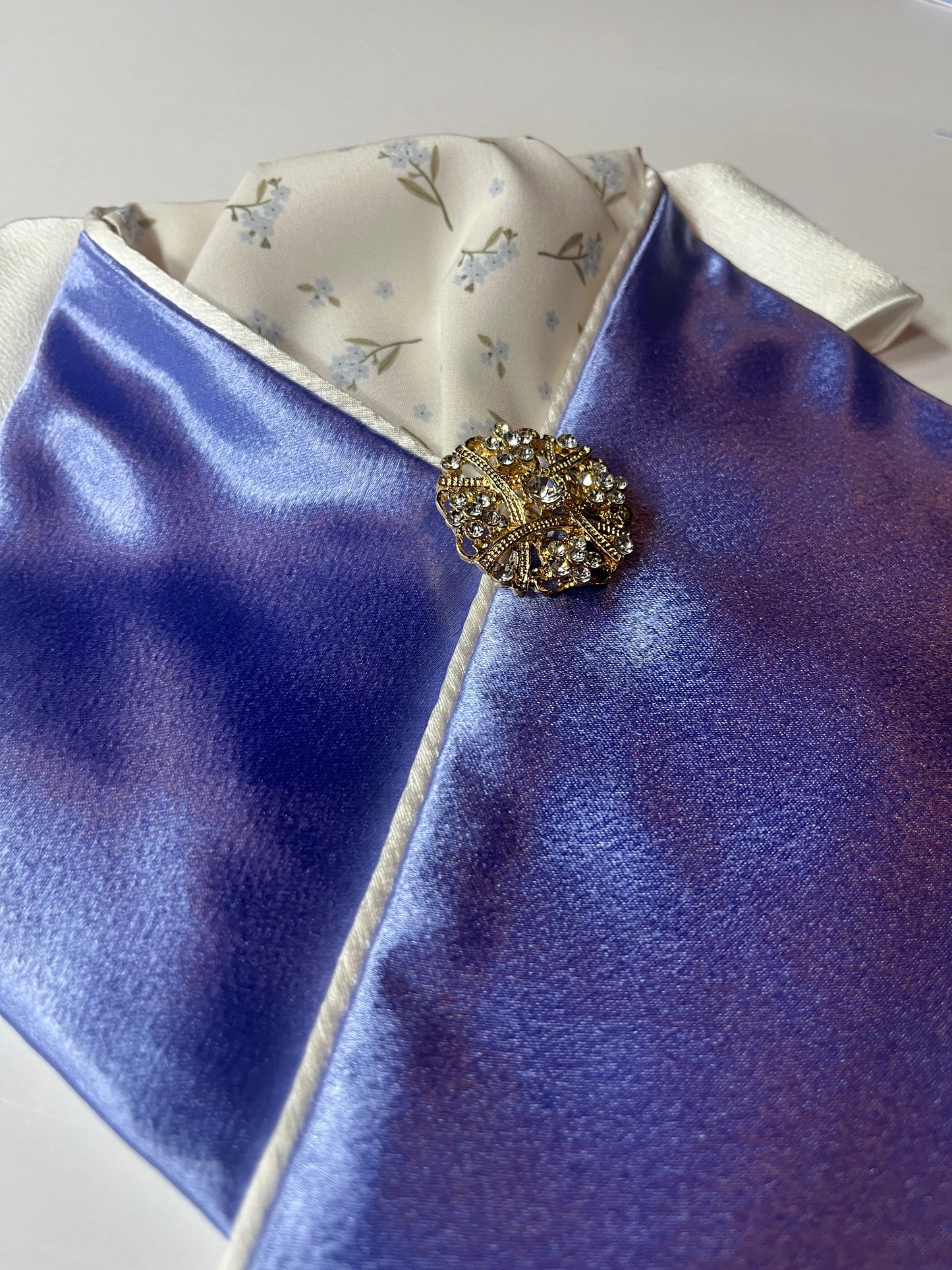 Dressage Stock Tie - Periwinkle/Cream Accent