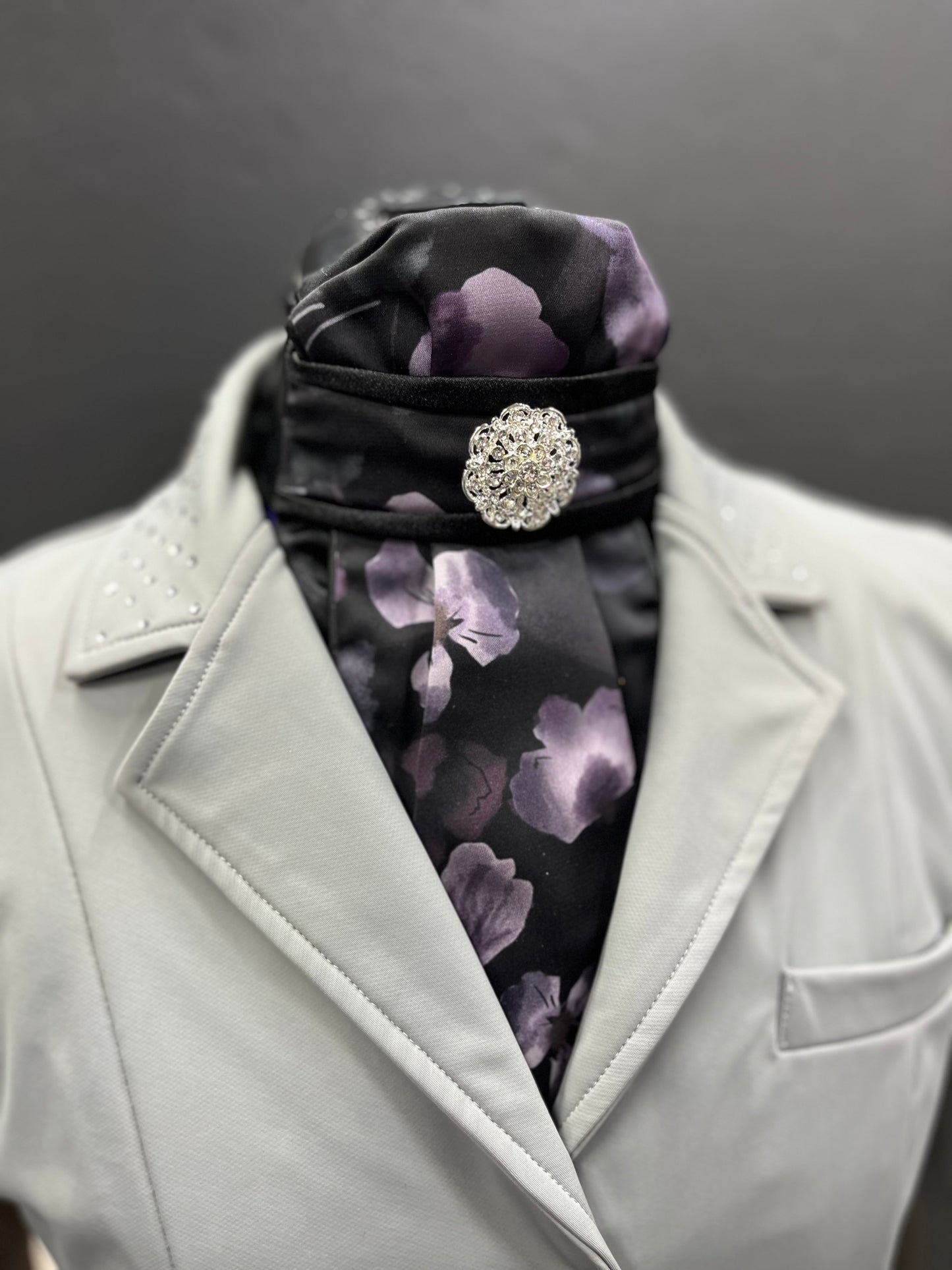 Black Lavender Traditional Dressage Stock Tie