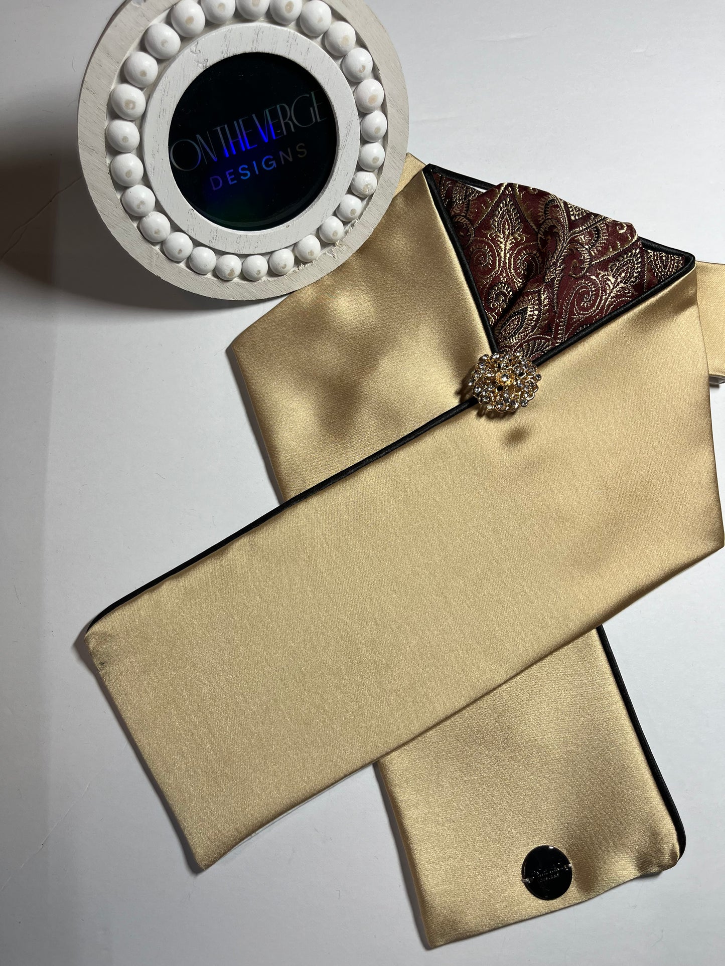 Dressage Stock Tie - Bordeaux Gold