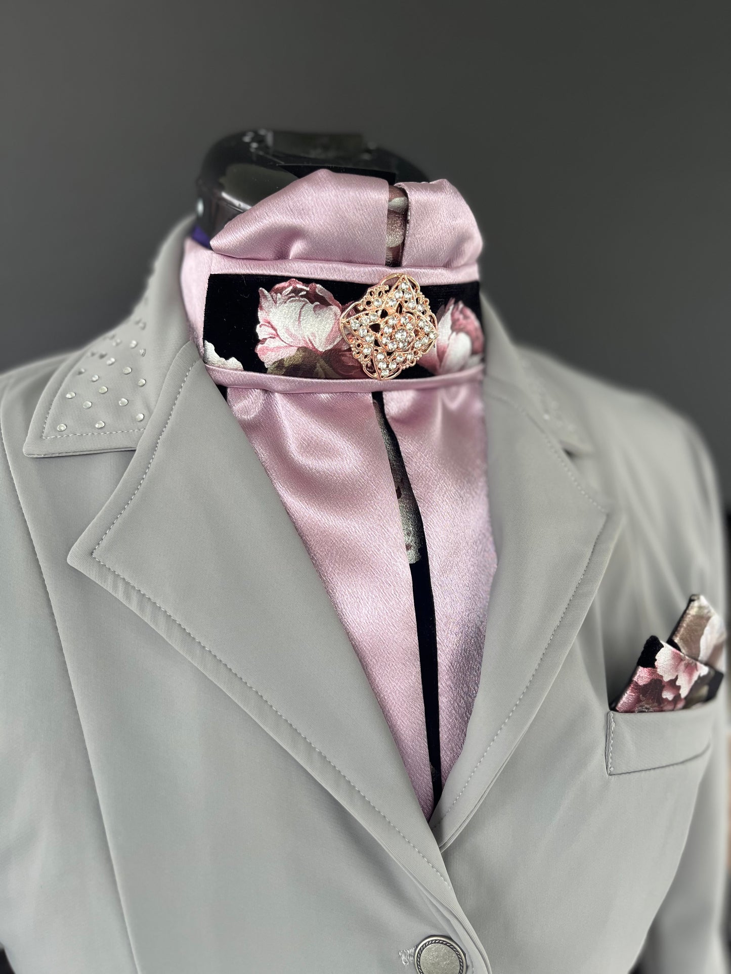Black Rose Euro Pleat Dressage Stock Tie