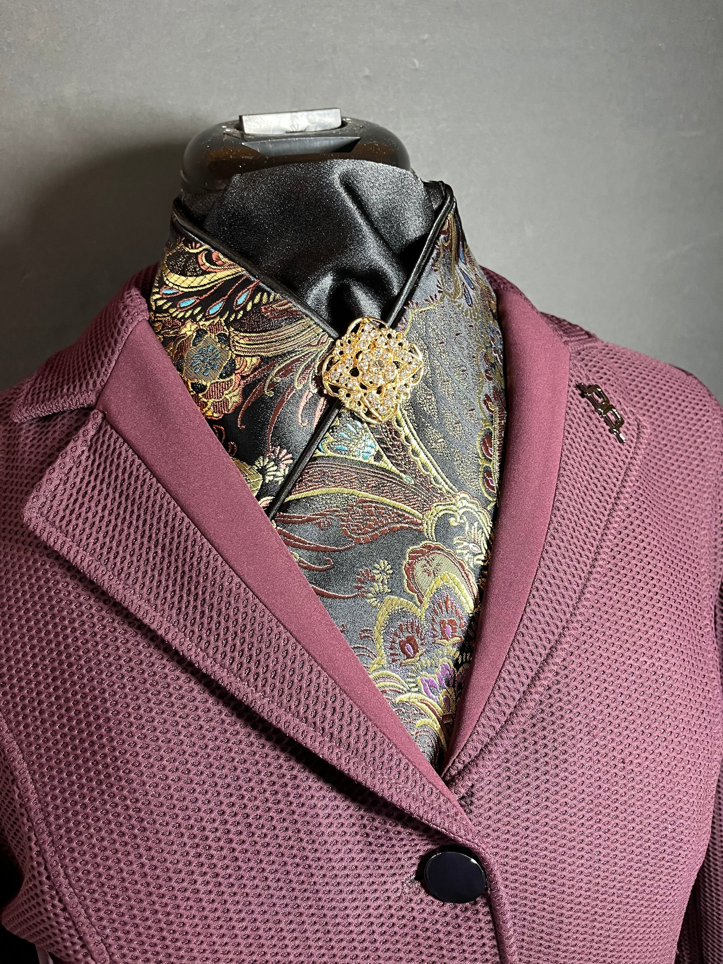 Black Silk Dressage Stock Tie
