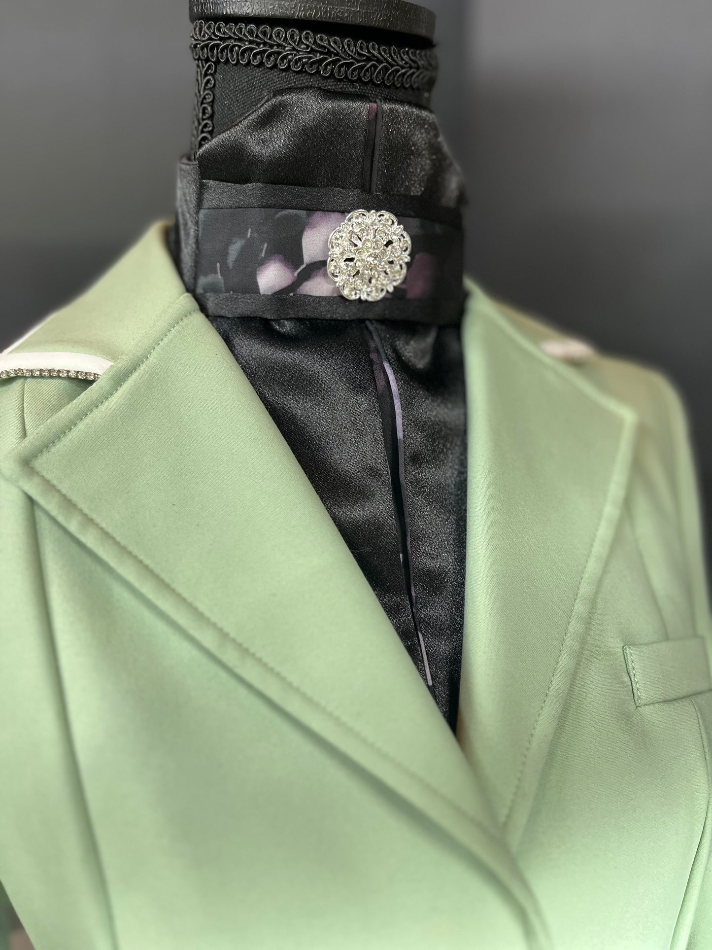 Black Lavender Euro Pleat Dressage Stock Tie