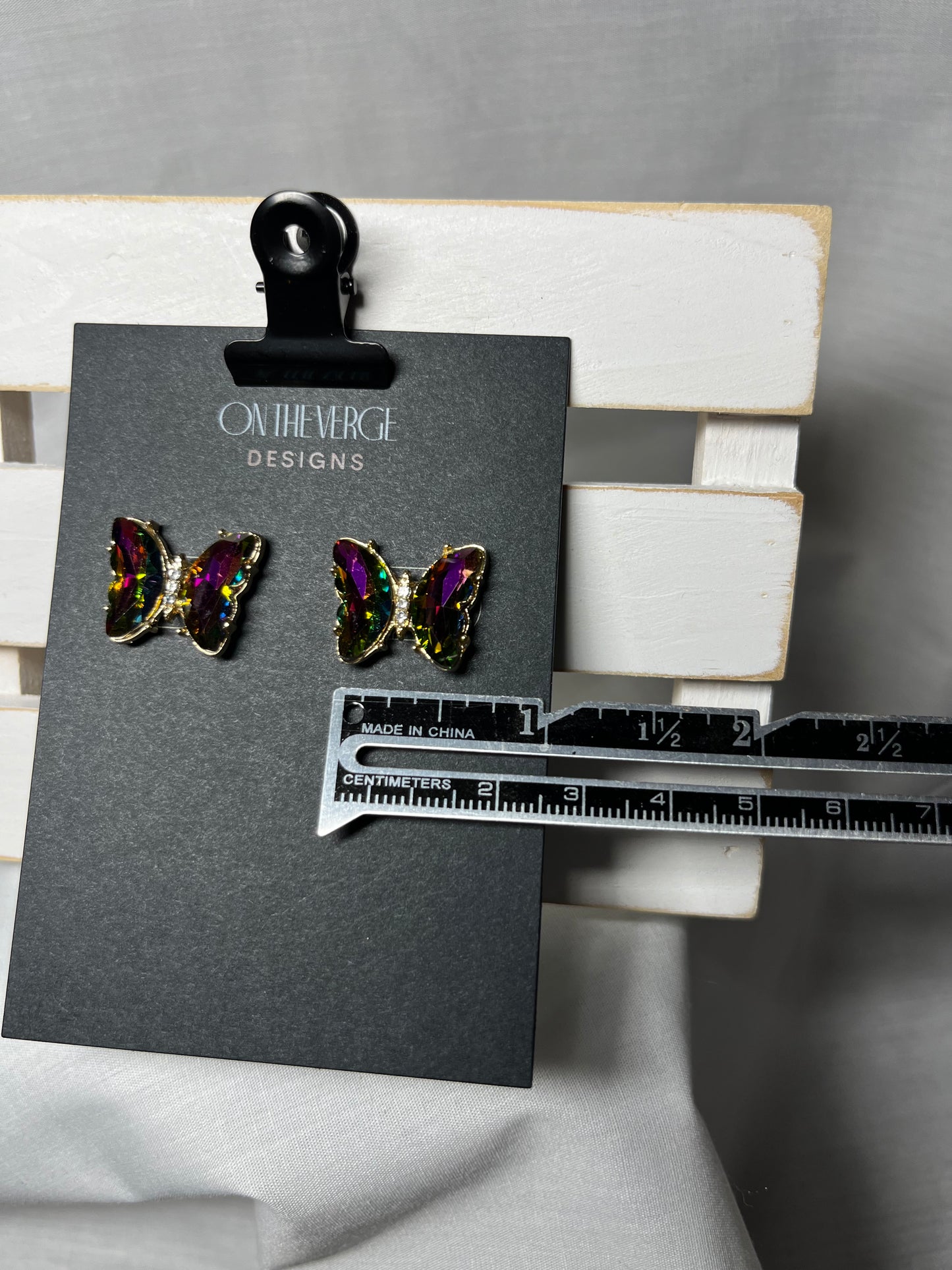 Volcano Butterfly AB Crystal Earrings
