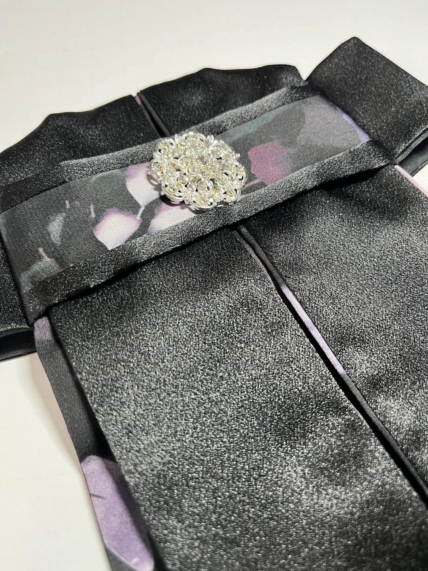 Black Lavender Euro Pleat Dressage Stock Tie