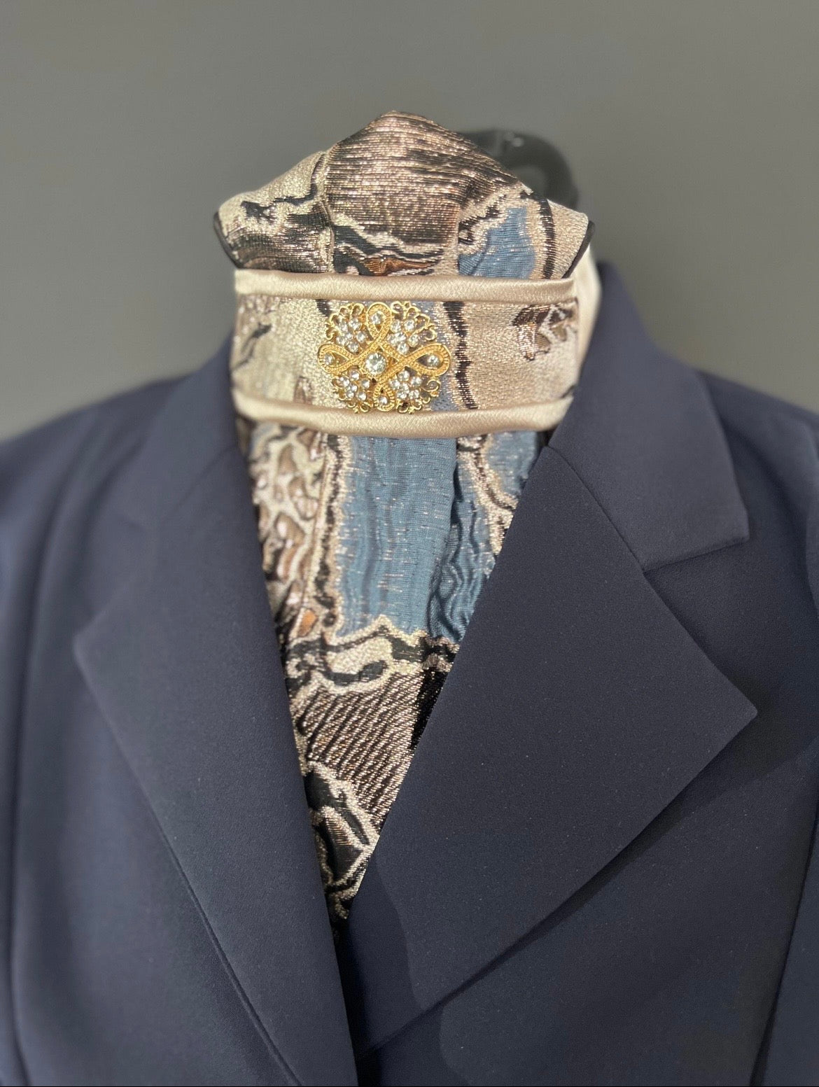 Abstract Blue Traditional Dressage Stock Tie