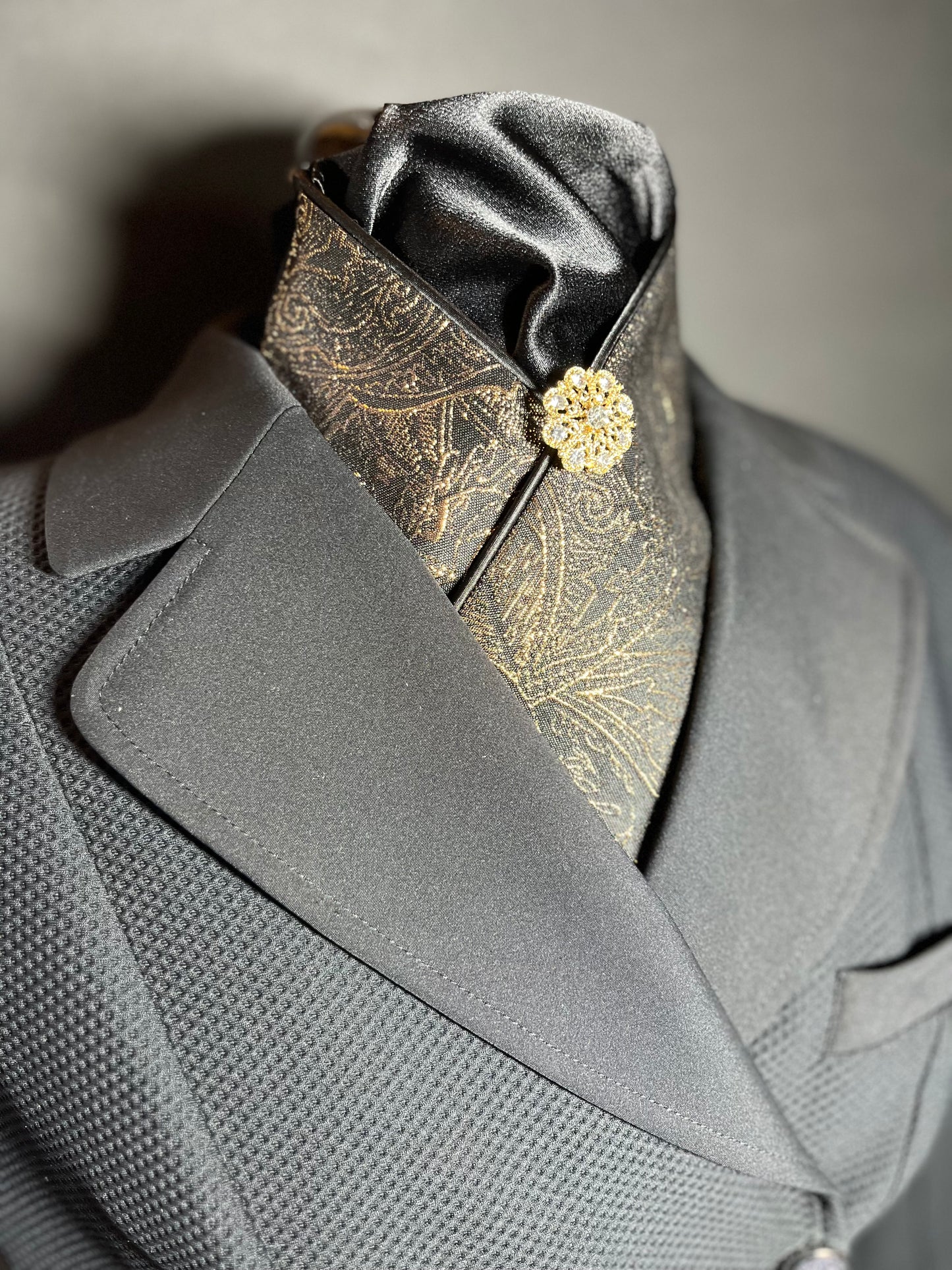 Black and Gold Dressage Stock Tie