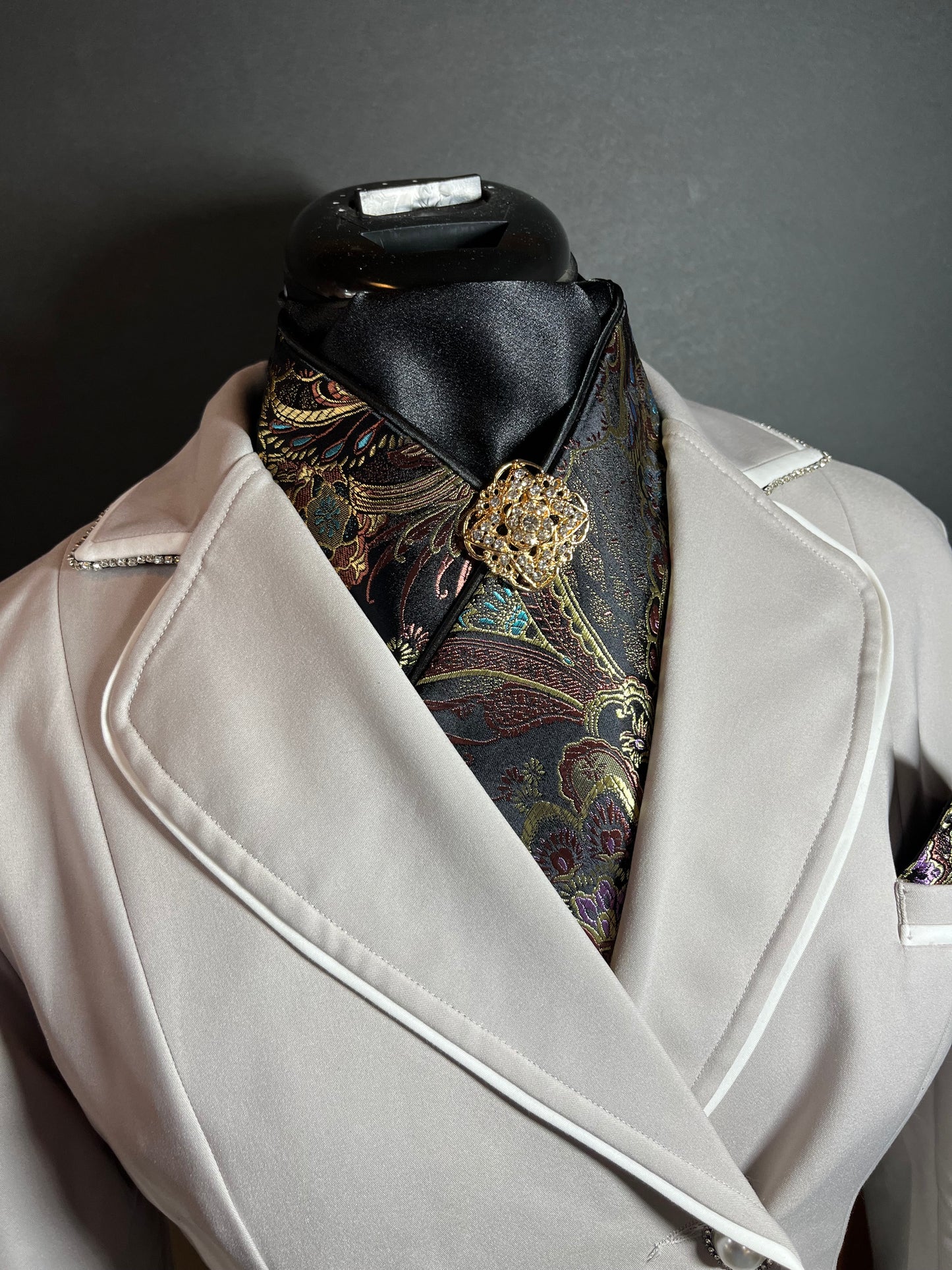 Black Silk Dressage Stock Tie