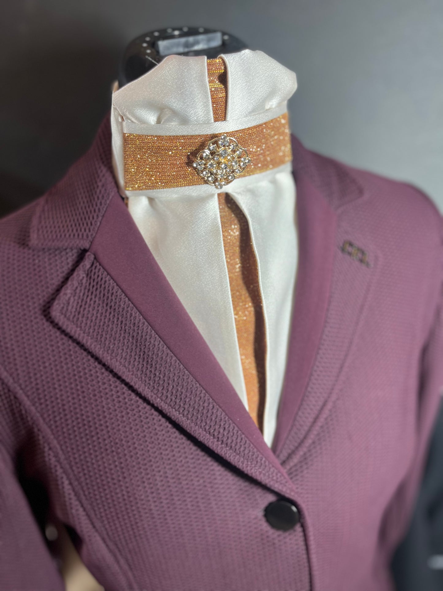 Cream/Spice Euro Pleat Dressage Stock Tie
