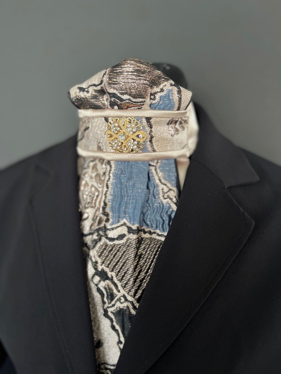 Abstract Blue Traditional Dressage Stock Tie
