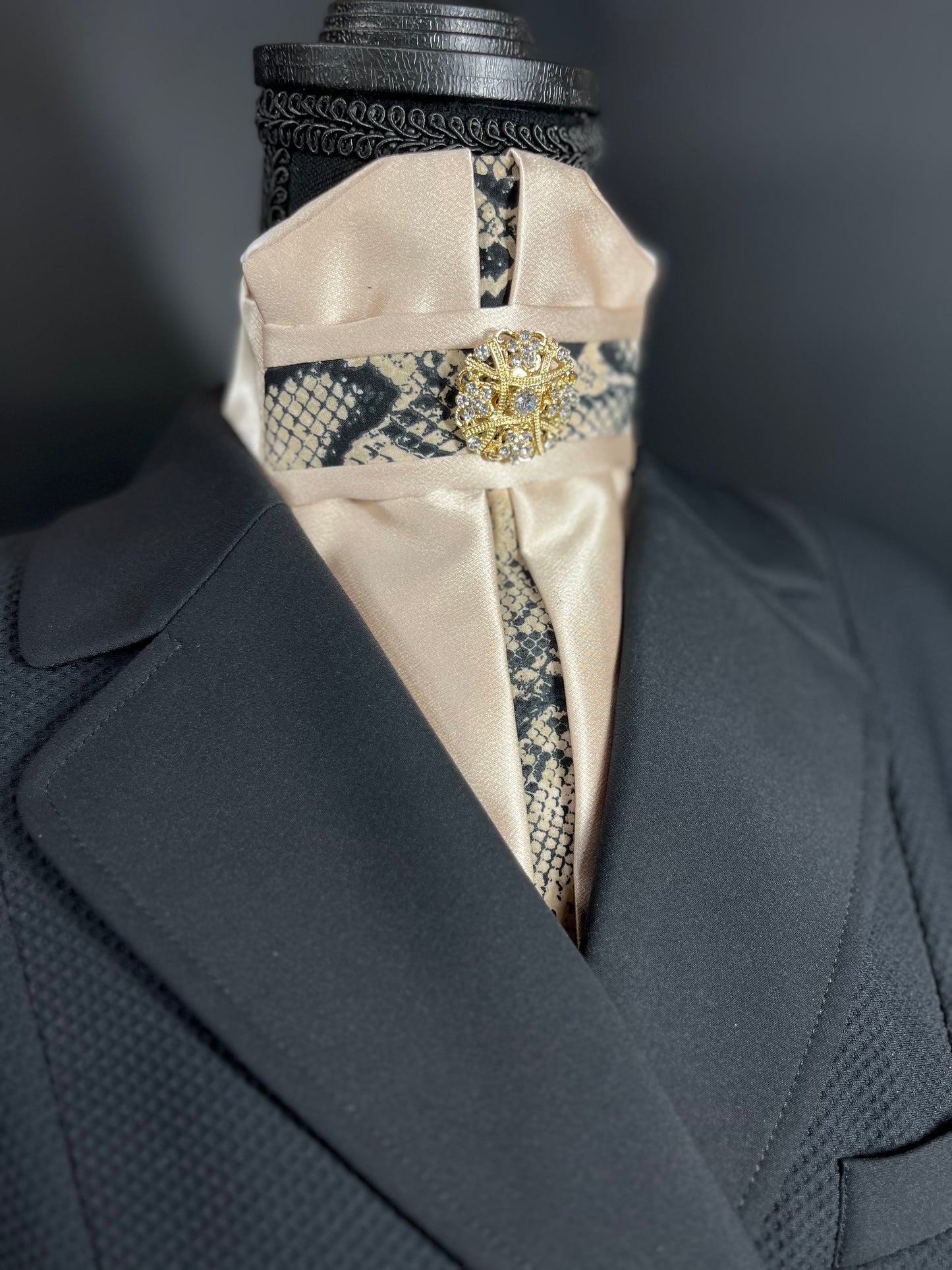 Snakeskin Euro Pleat Dressage Stock Tie