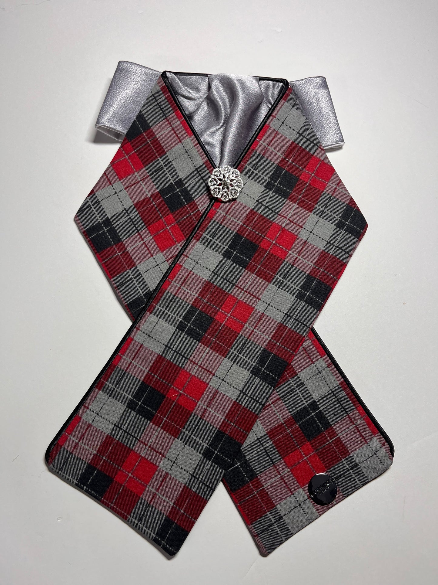 The Plaid Gray Dressage Stock Tie Silver Accent
