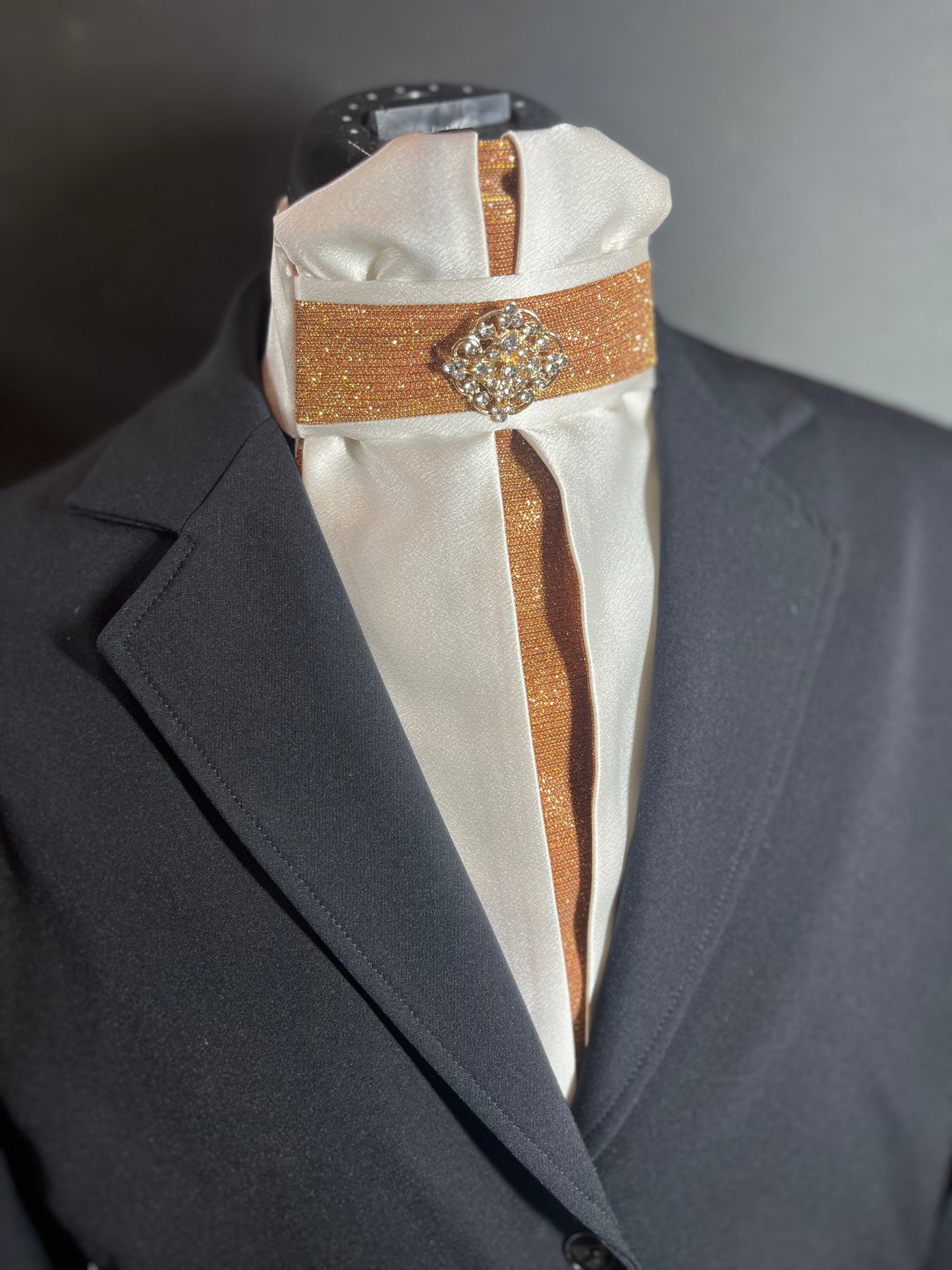 Cream/Spice Euro Pleat Dressage Stock Tie