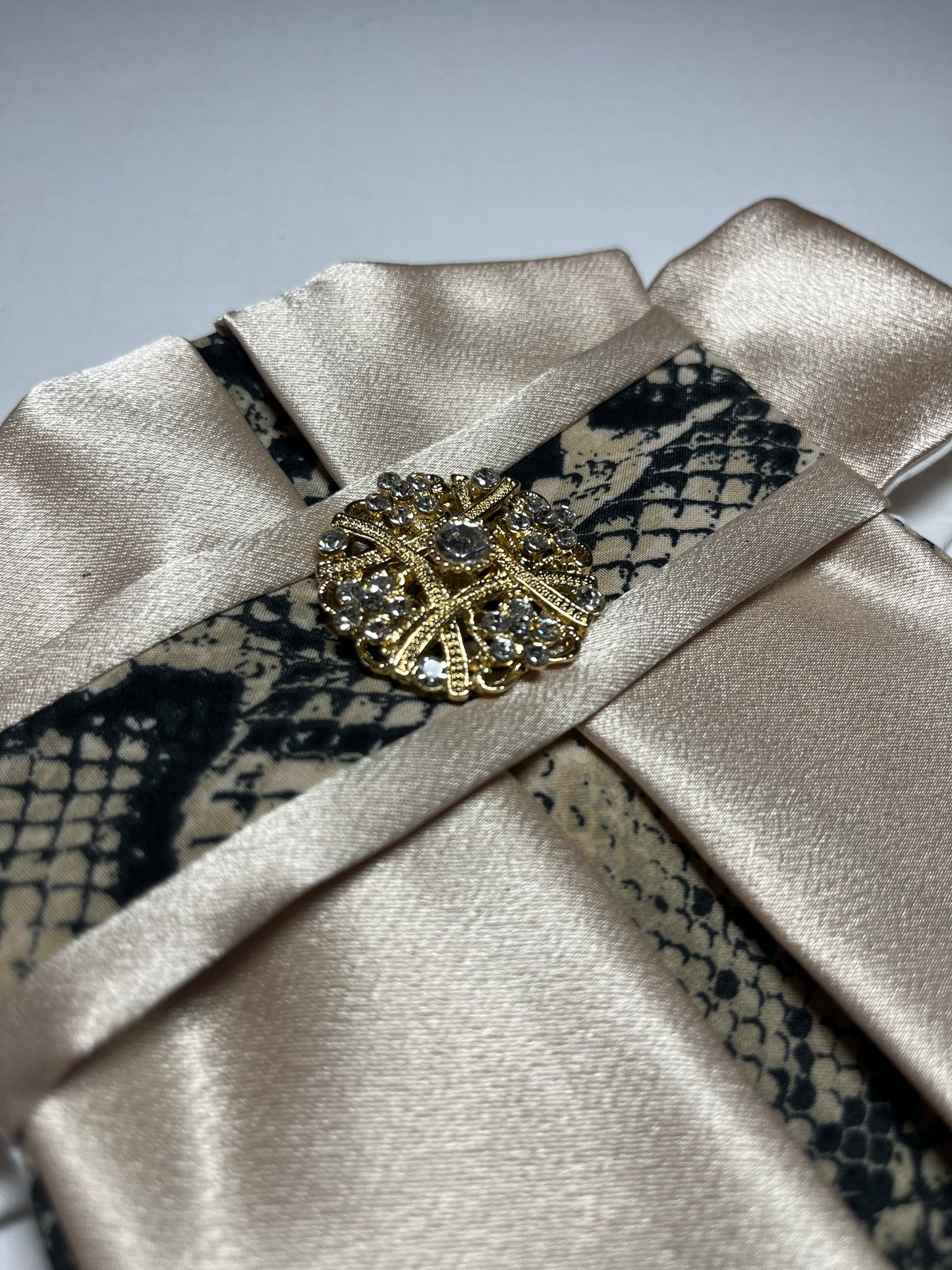 Snakeskin Euro Pleat Dressage Stock Tie