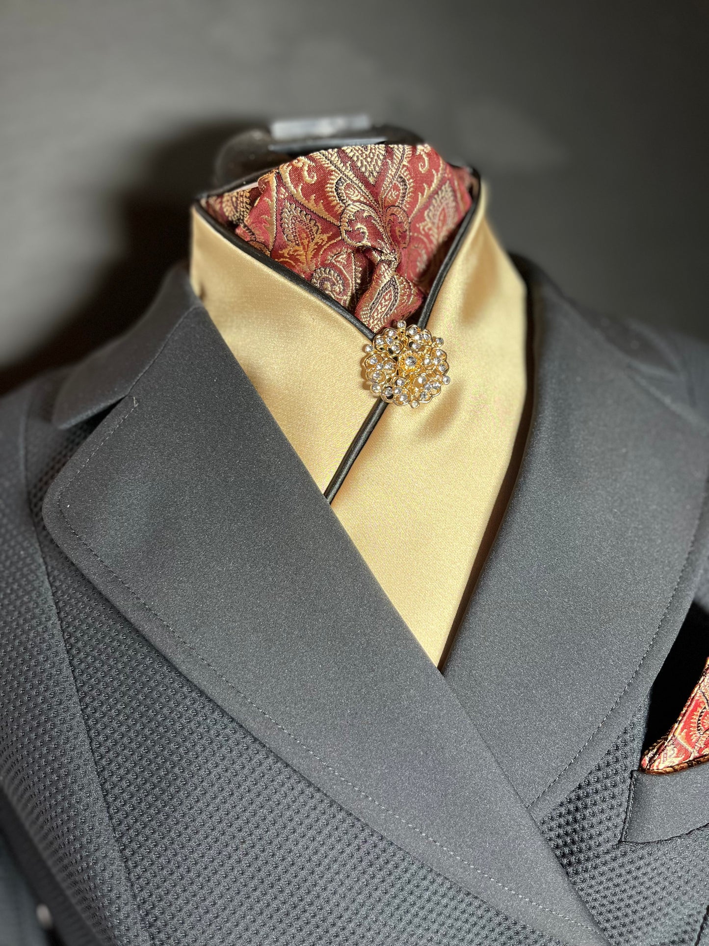 Dressage Stock Tie - Bordeaux Gold