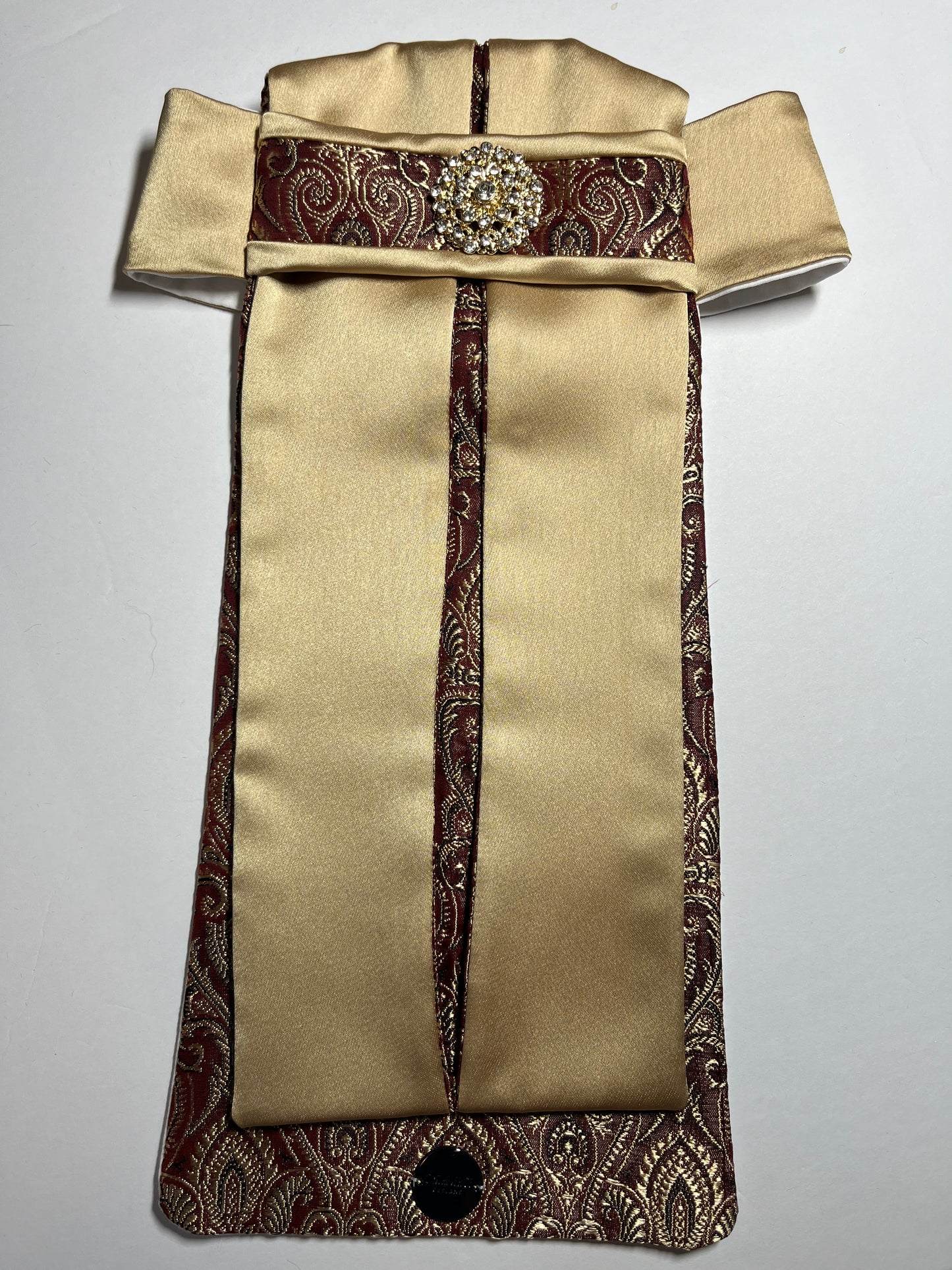 Bordeaux Gold Euro Pleat Dressage Stock Tie