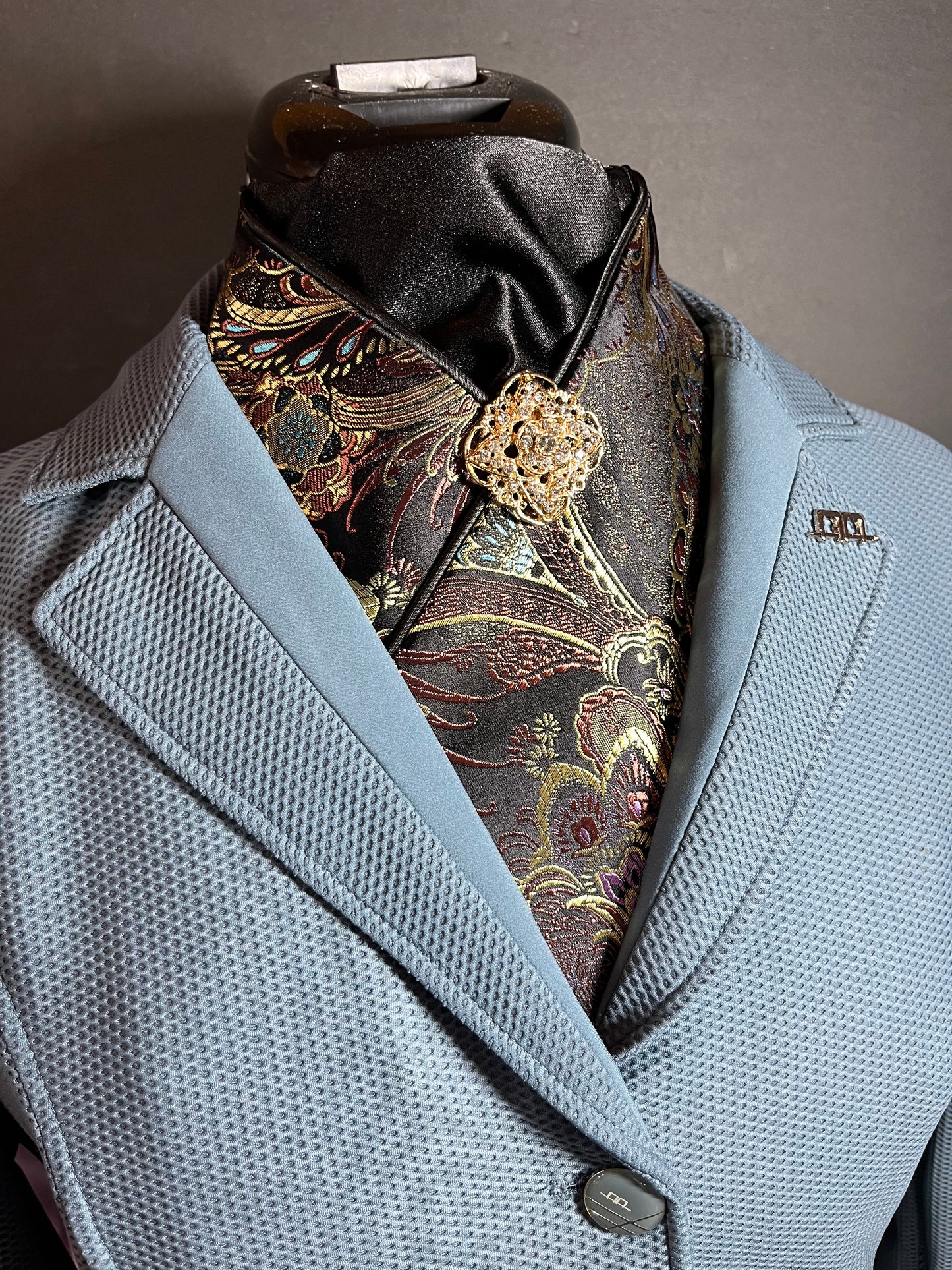 Black Silk Dressage Stock Tie
