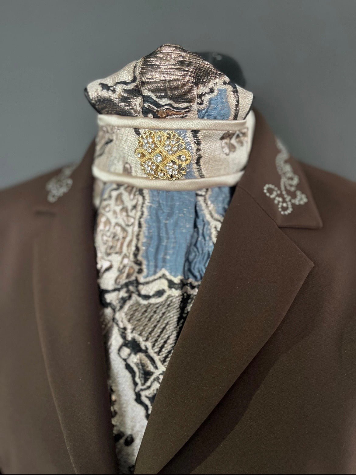 Abstract Blue Traditional Dressage Stock Tie