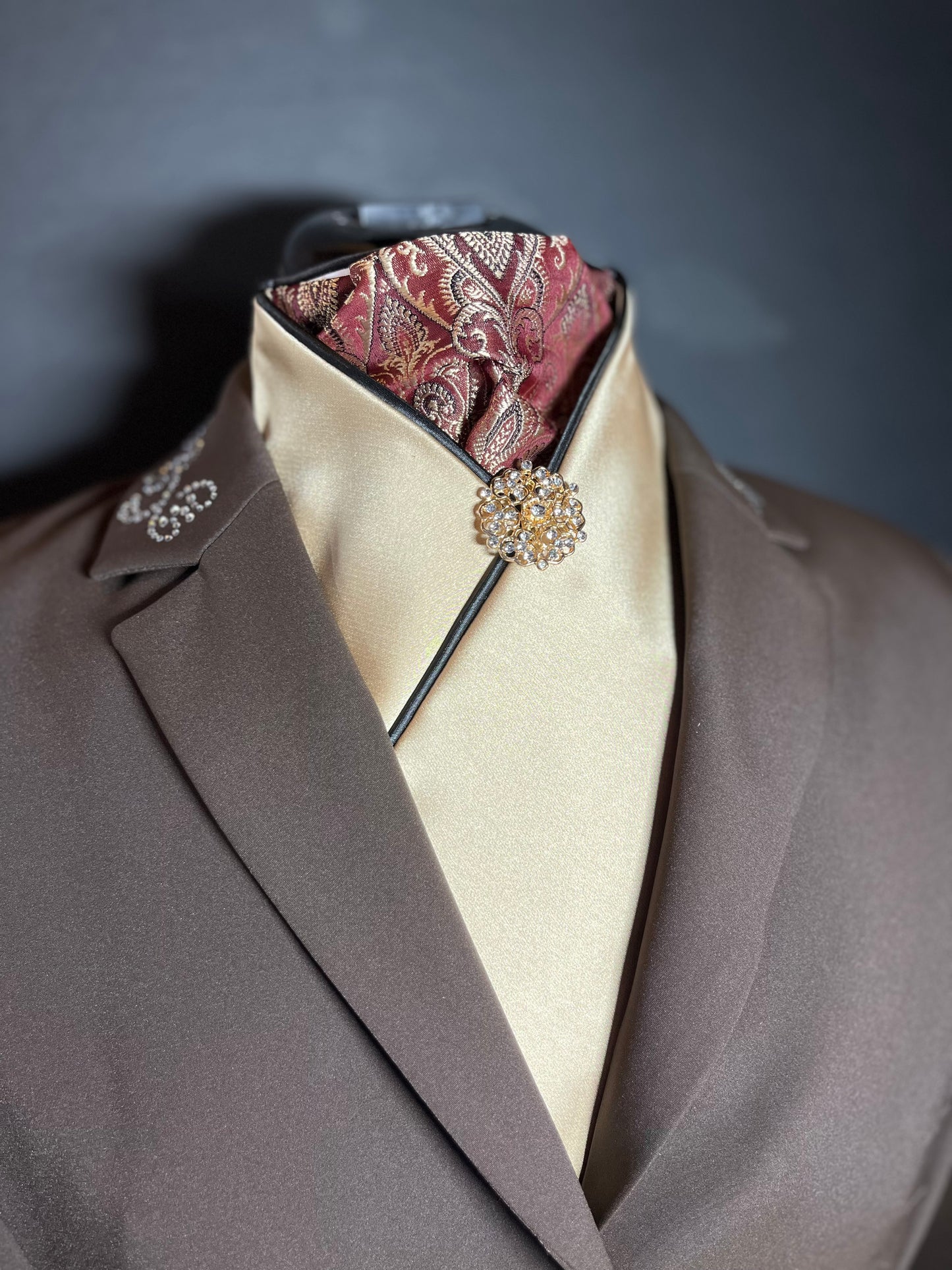 Dressage Stock Tie - Bordeaux Gold