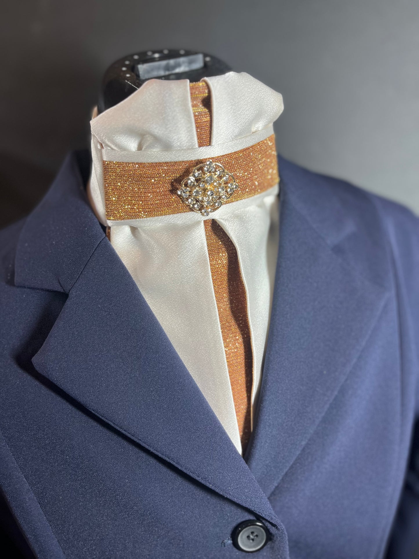 Cream/Spice Euro Pleat Dressage Stock Tie
