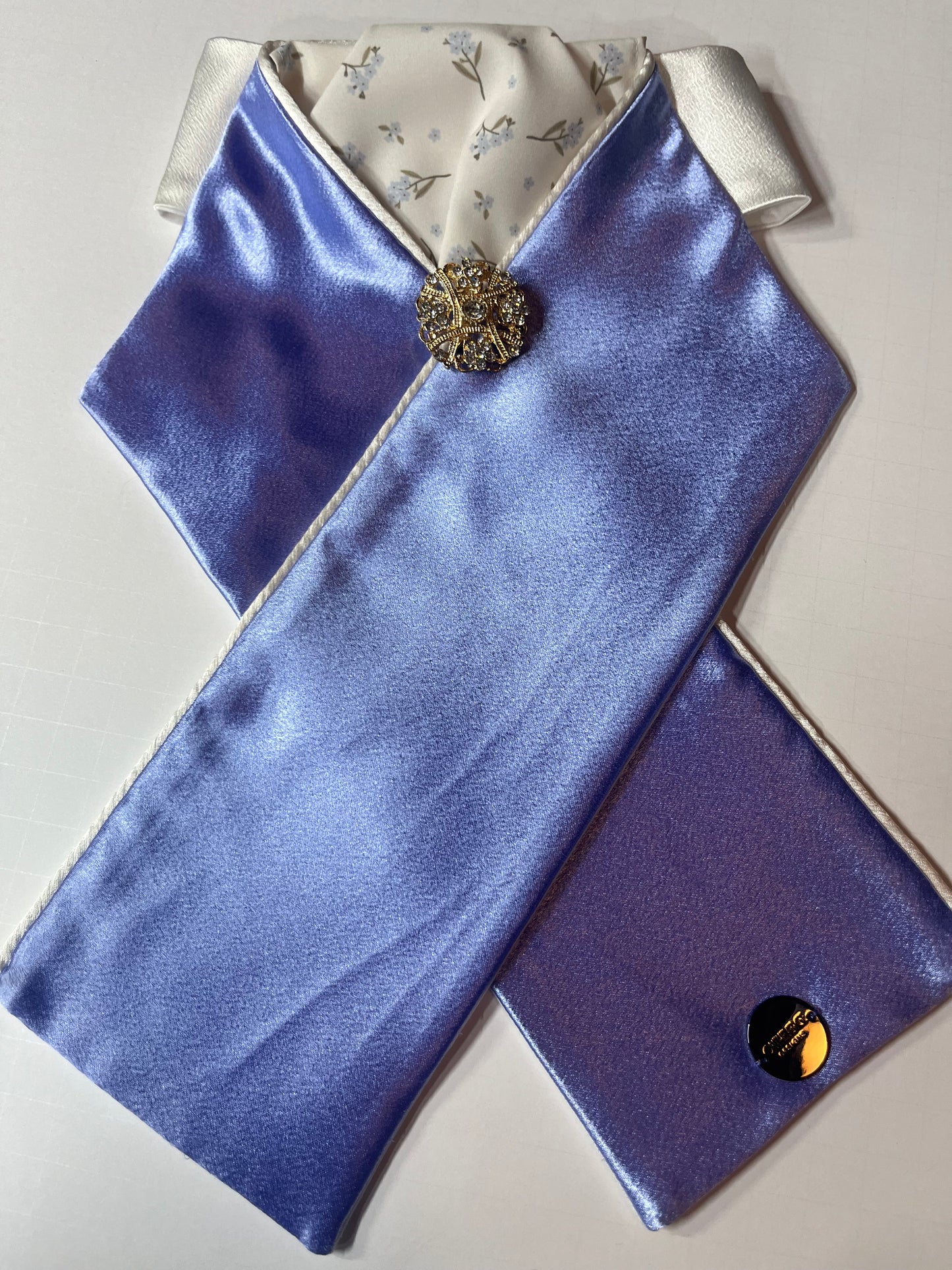 Dressage Stock Tie - Periwinkle/Cream Accent