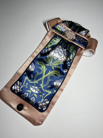 Rose Gold and Navy Dahlia Traditional Euro Stock Tie