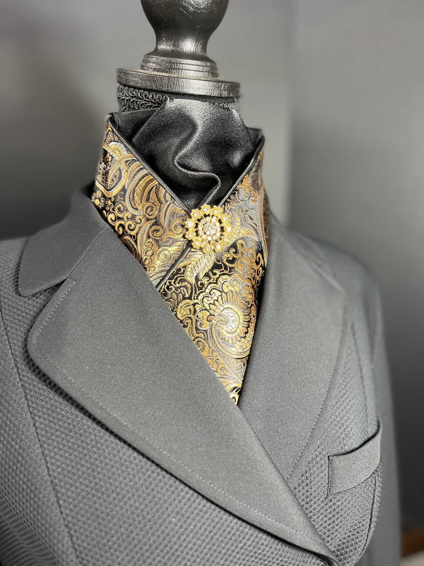 Black Silk Dressage Stock Tie
