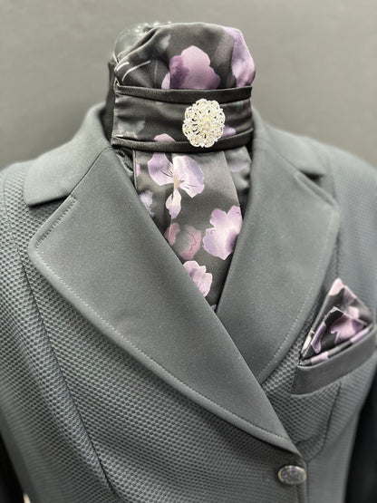 Black Lavender Traditional Dressage Stock Tie