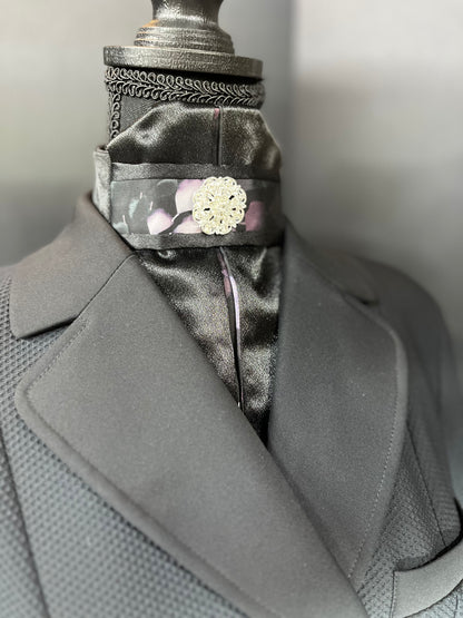 Black Lavender Euro Pleat Dressage Stock Tie