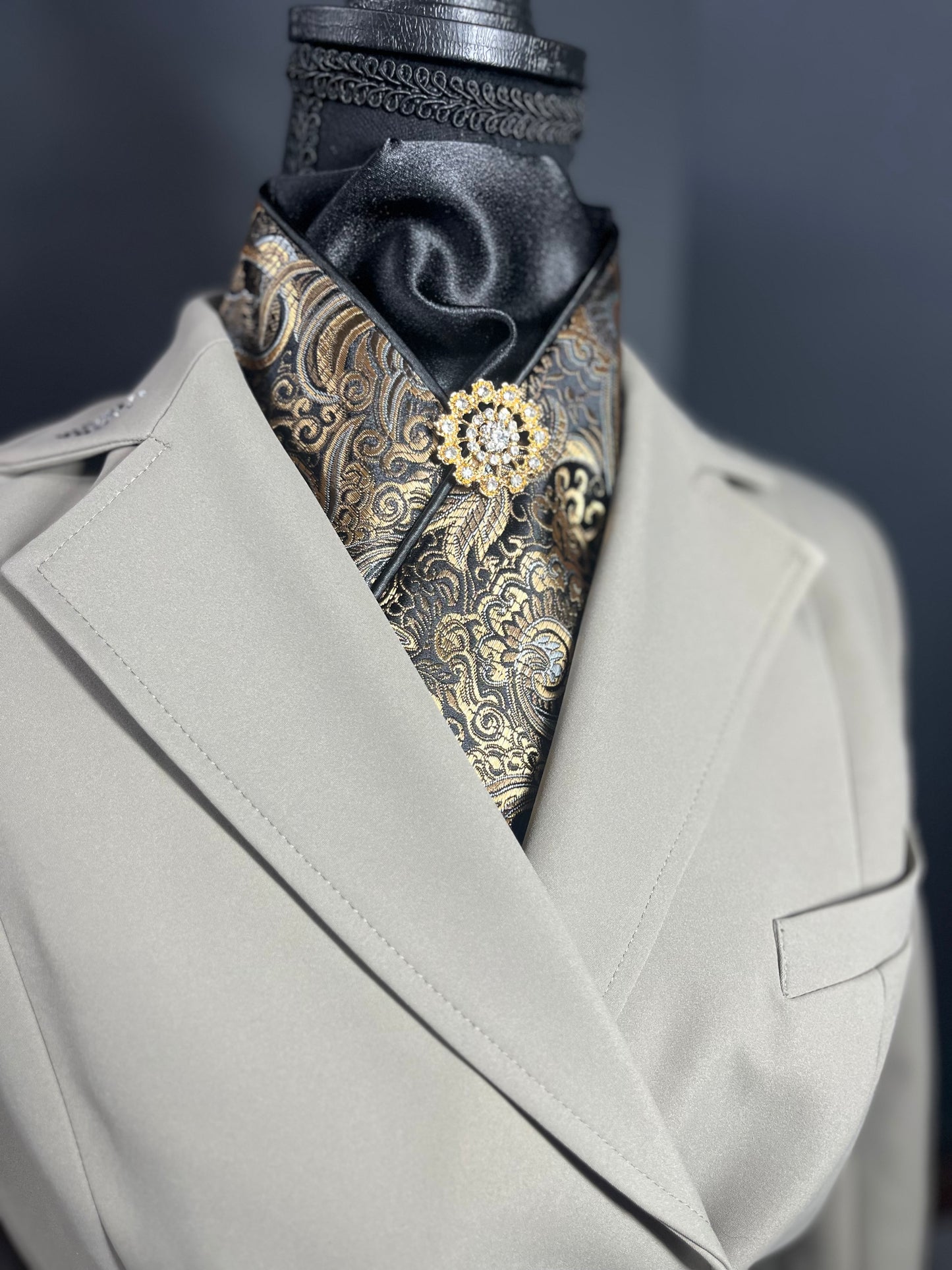 Black Silk Dressage Stock Tie