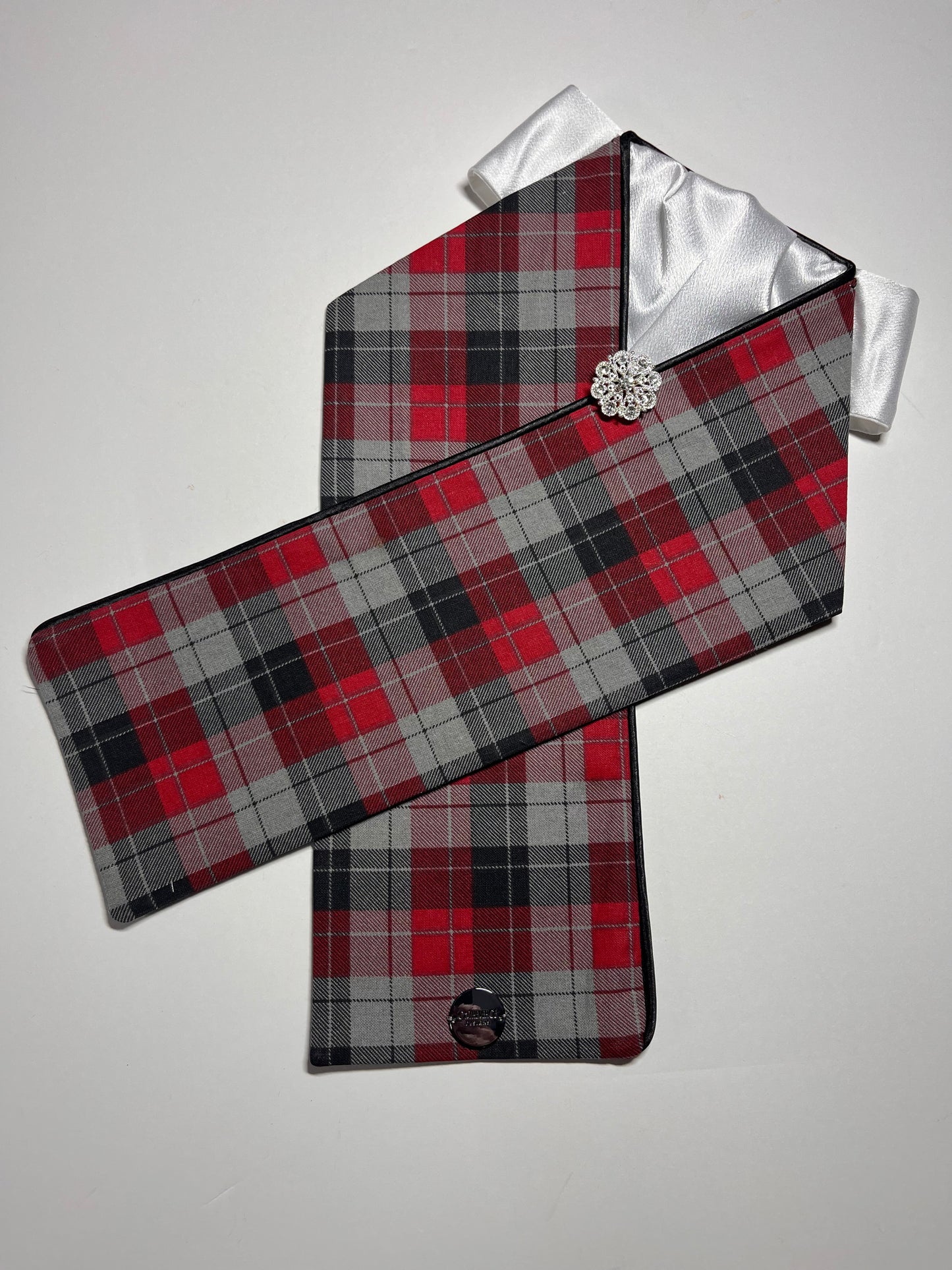 The Plaid Dressage Stock Tie White Accent