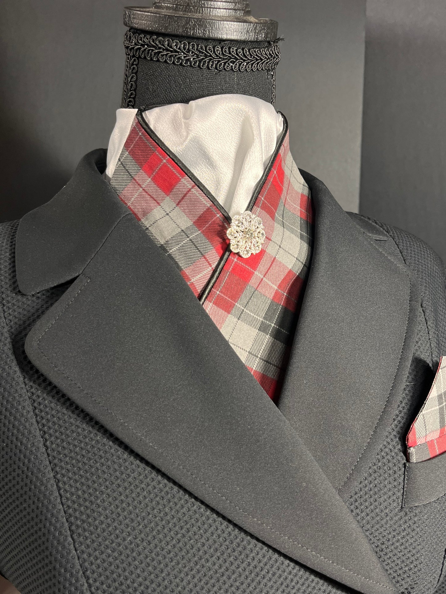 The Plaid Dressage Stock Tie White Accent