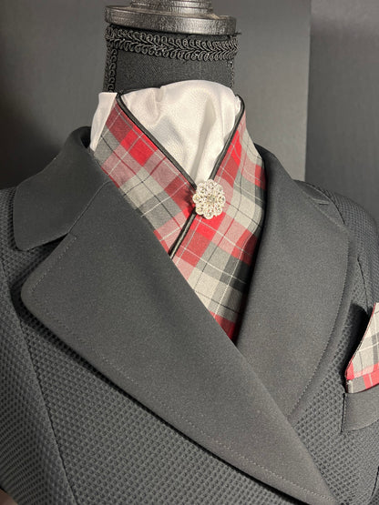 The Plaid Dressage Stock Tie White Accent